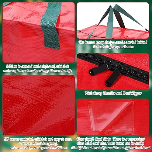 Miniatura 4 de Windyun 8 bolsas de almacenamiento para árbol de Navidad de 2.5 pies, organizador de almacenamiento rojo artificial para árbol de Navidad, bolsas de