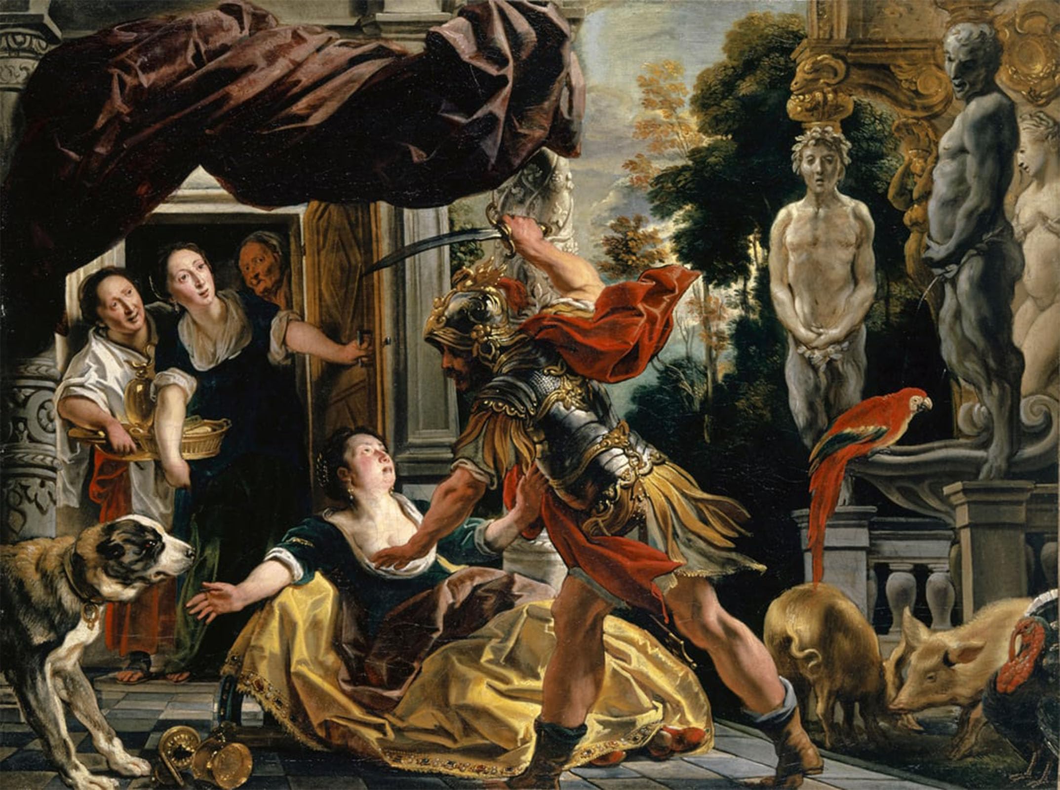ARTXLXXBN Famous Art Print Poster Vintage Wall Art Ulysses Threatening Circe by Jacob Jordaens Canvas Art Poster for Home Decor 60x90cm