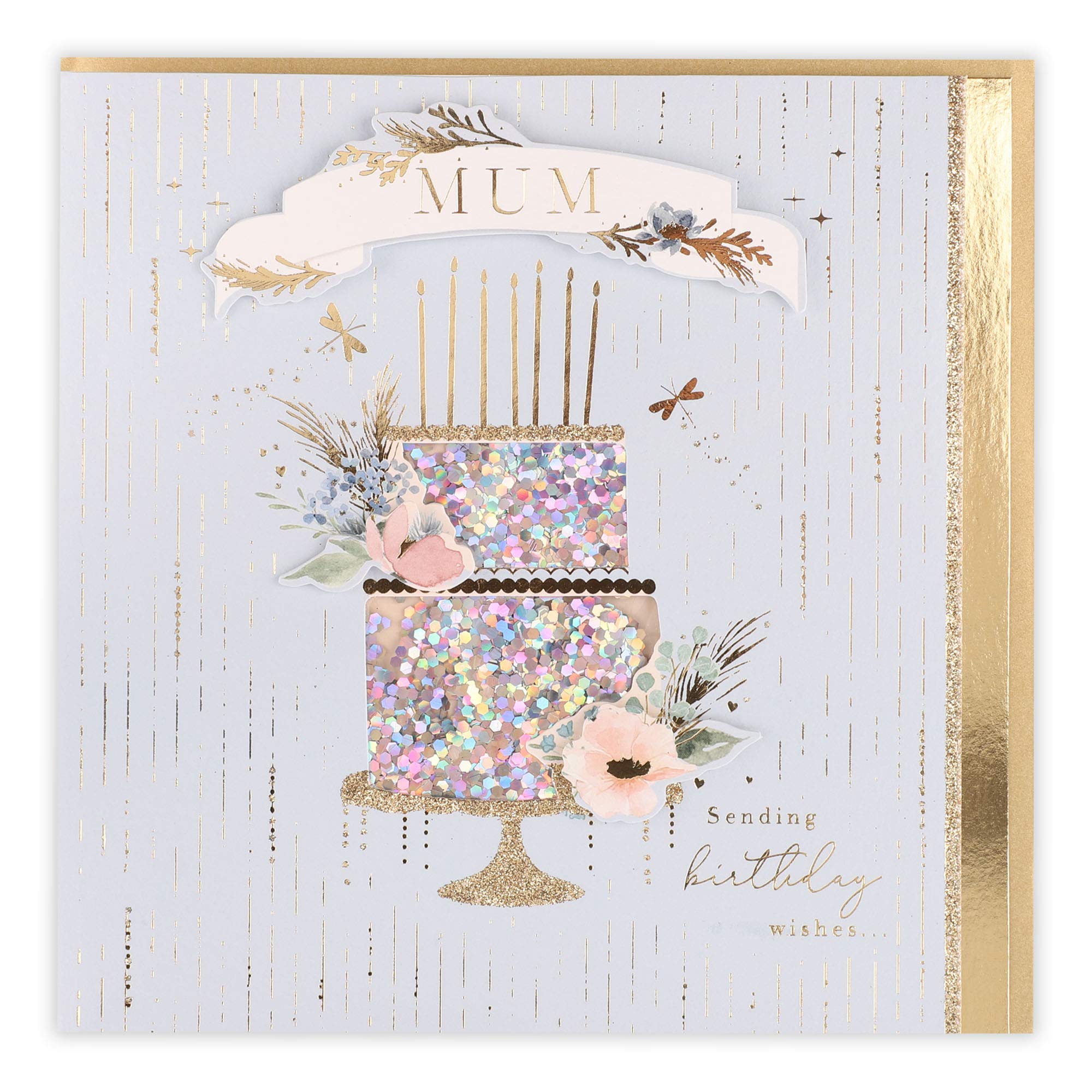 Clintons: Glitter Cake Mum Birthday Card 192x192mm, multi, 1152774
