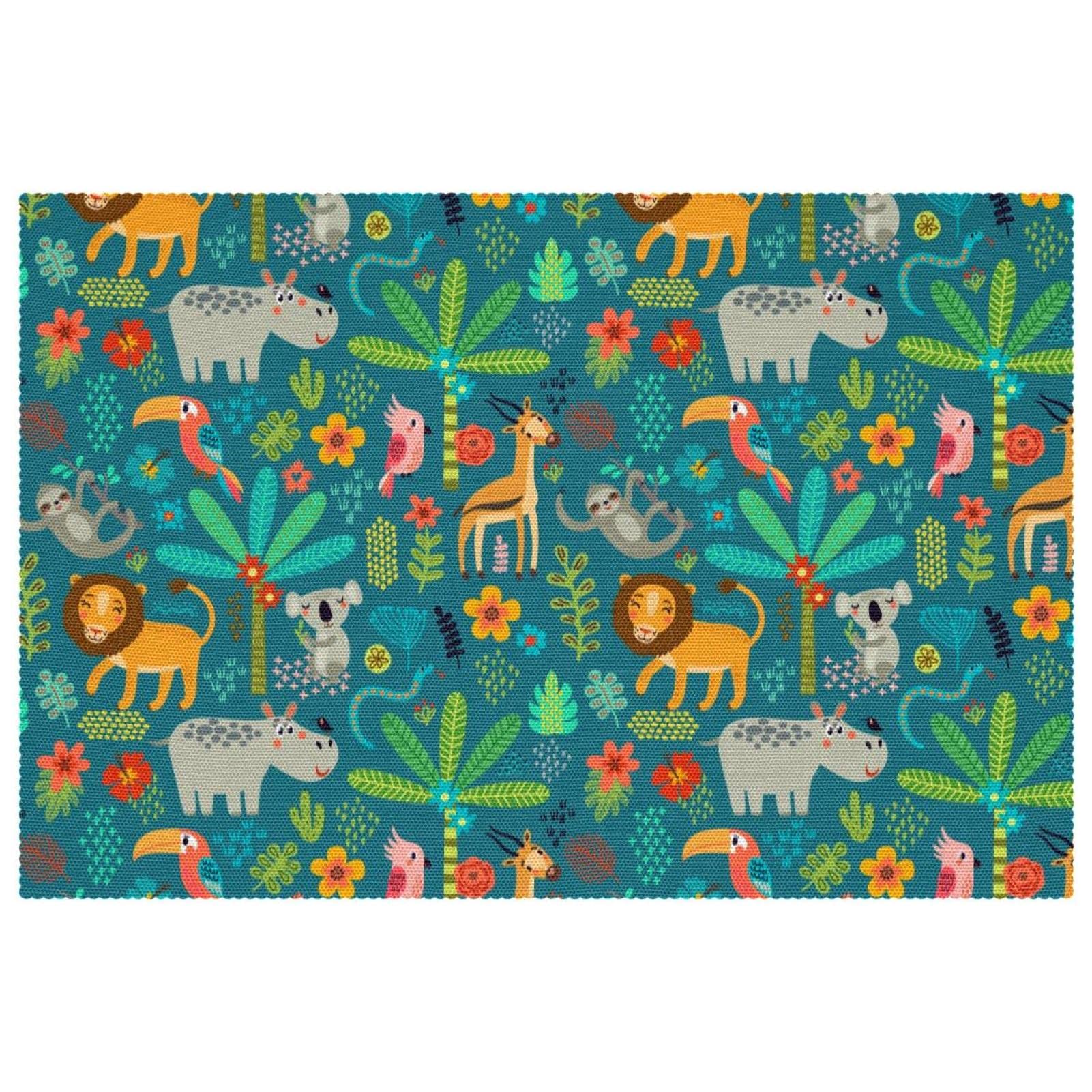 Set de table antidérapant jungle lot de 6 pour stopper les assiettes qui glissent et les taches