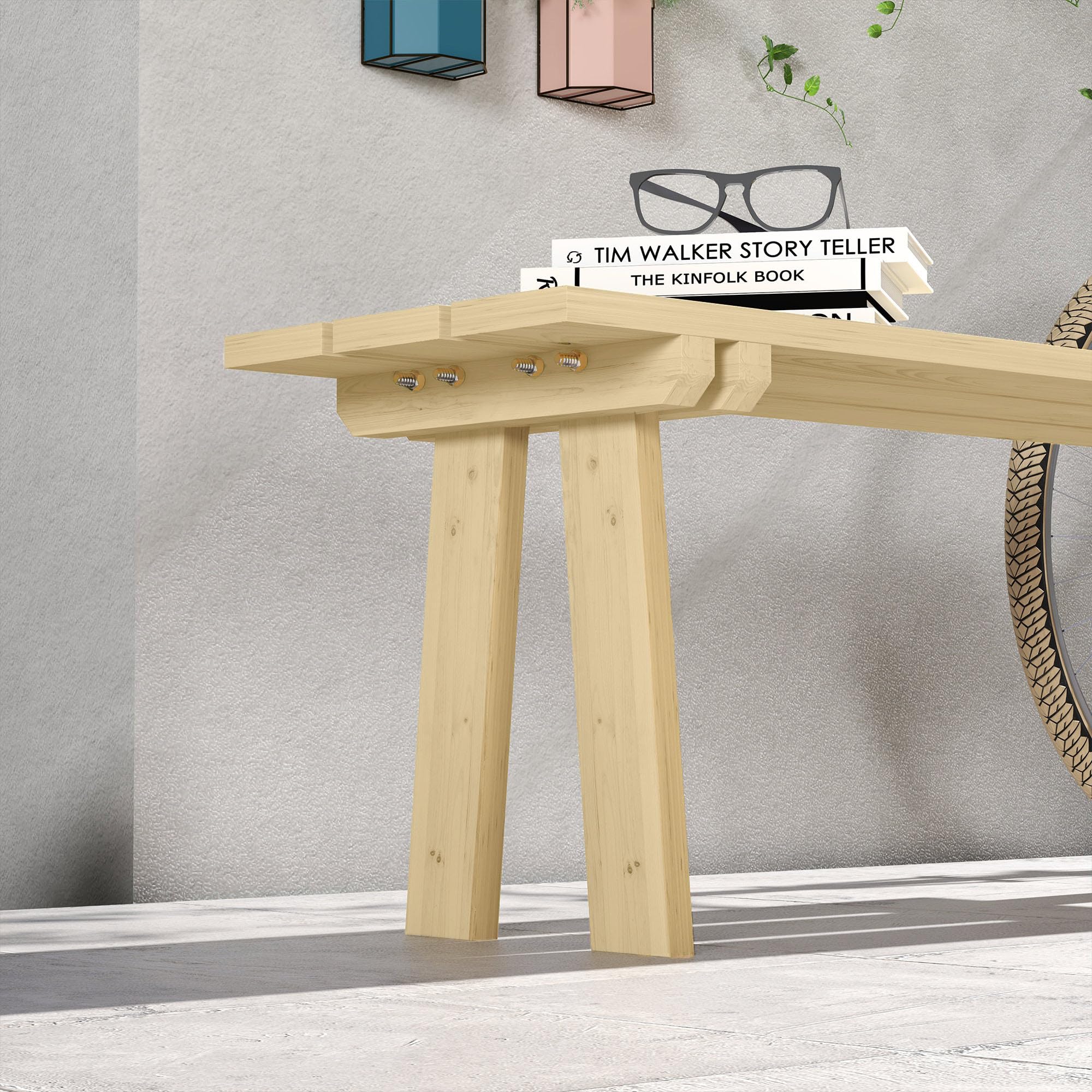 Outsunny Banco de Jardín de Madera 2 Plazas 130x38x45 cm Natural | Carga 220 kg, Banco de Exterior, para Patio Terraza Piscina