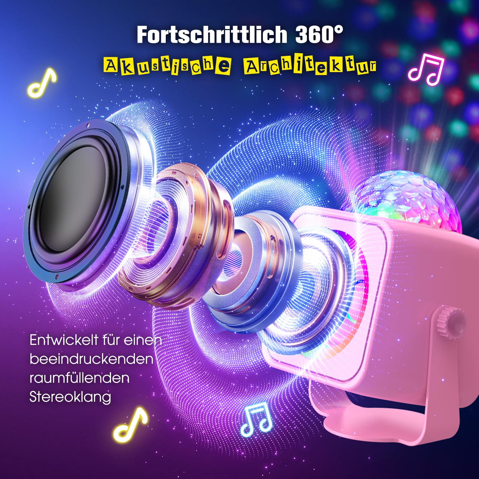 Dislocati Micro Karaoke Enfant Adulte, Jouet Fille 5 6 7 8 9 10 11 12 Ans 2 Micro avec Lumières LED Disco et Support Amovible Cadeau Anniversaire Fille 3-15 Ans Enfant pour Chanter Fill e Rose