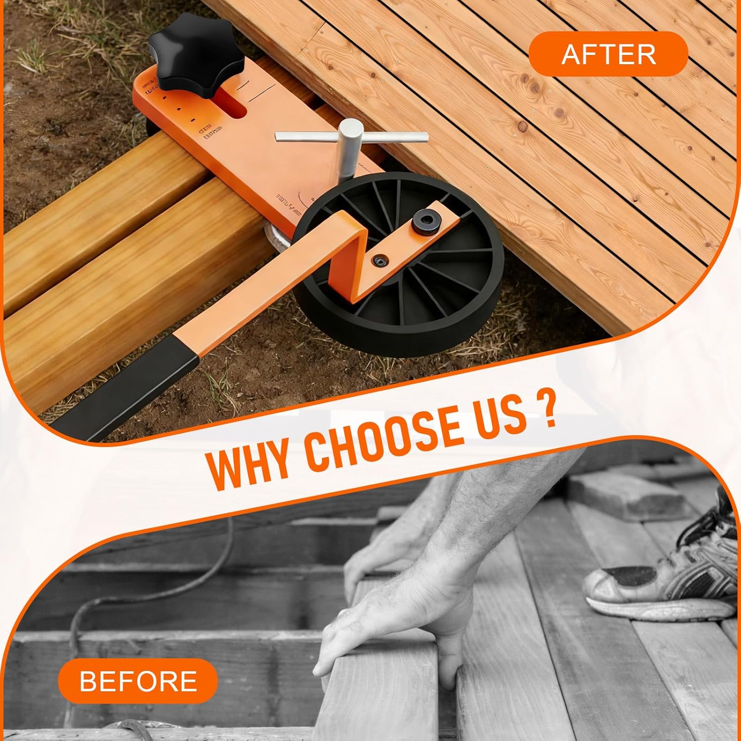 Deck Board Straightener - Lever Operated Wood Plank Aligner, Heavy-Duty Construction Tool for Exterior Installation Productivity