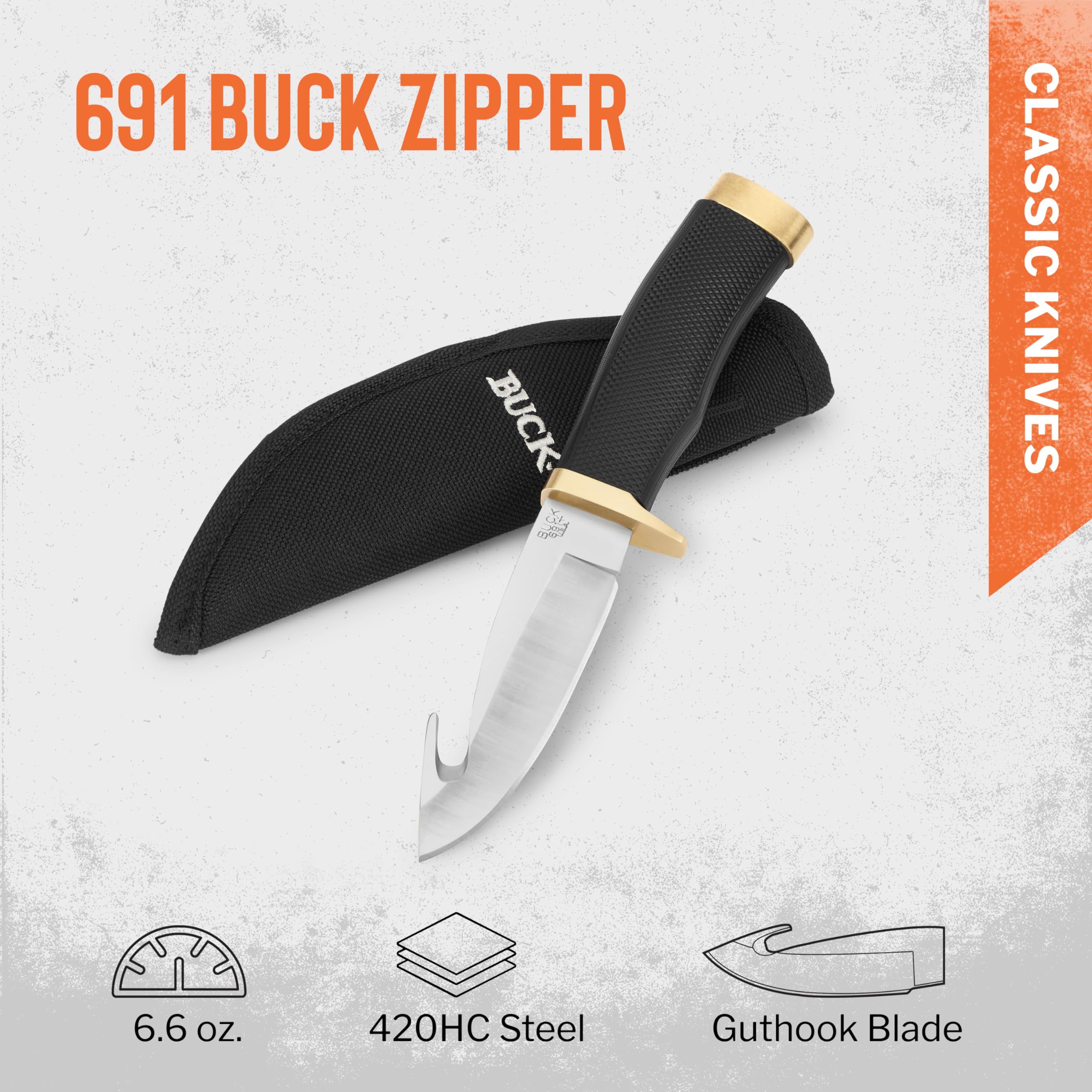 Amazon.com : Buck Knives 691 Buck Zipper Hunting Knife, 4-1/4