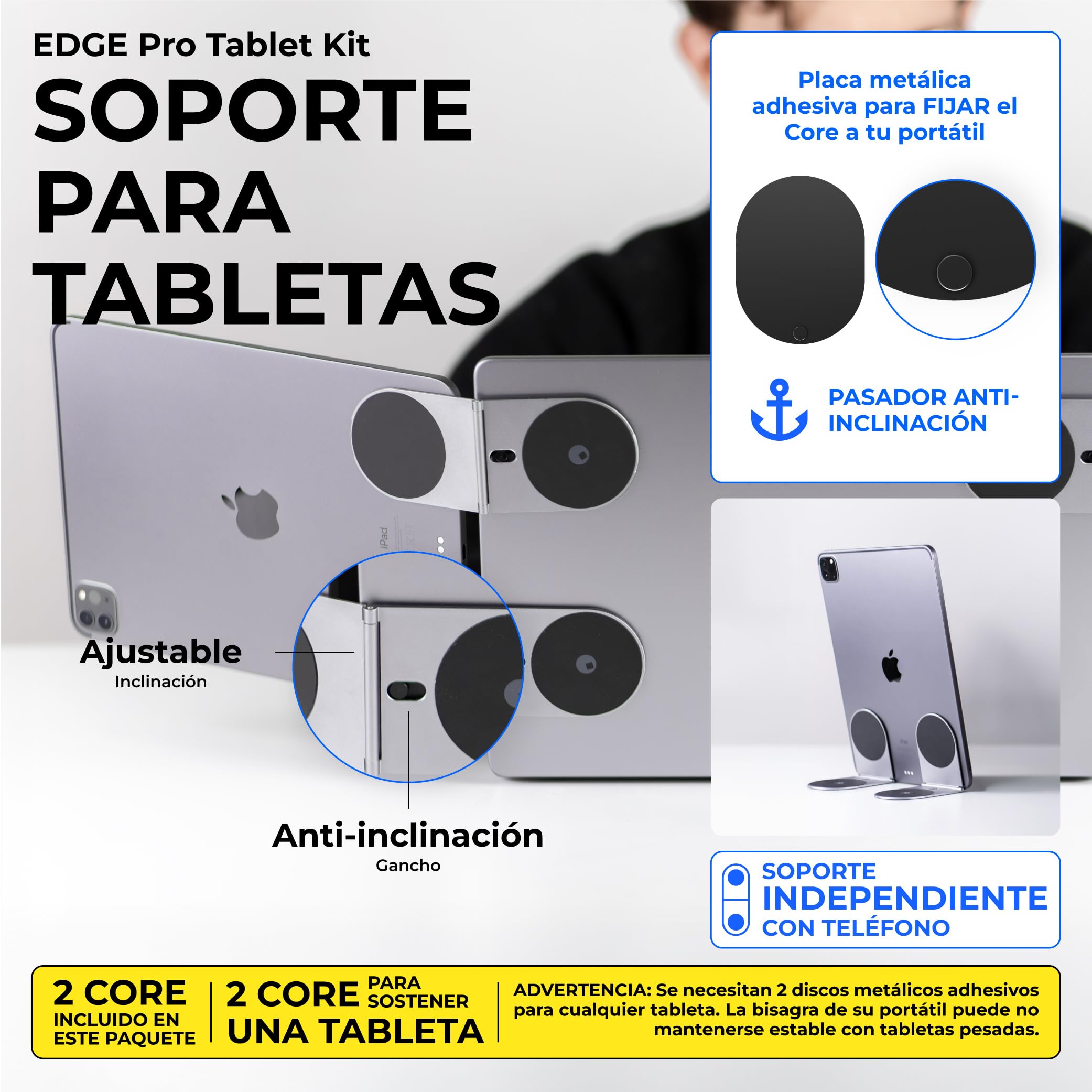Rolling Square Edge Pro Tablet Kit – Soporte magnético para tablet y móvil, accesorio Smartworking y productividad, compatible con MagSafe, compatible con todas las tabletas y teléfonos, gris espacial