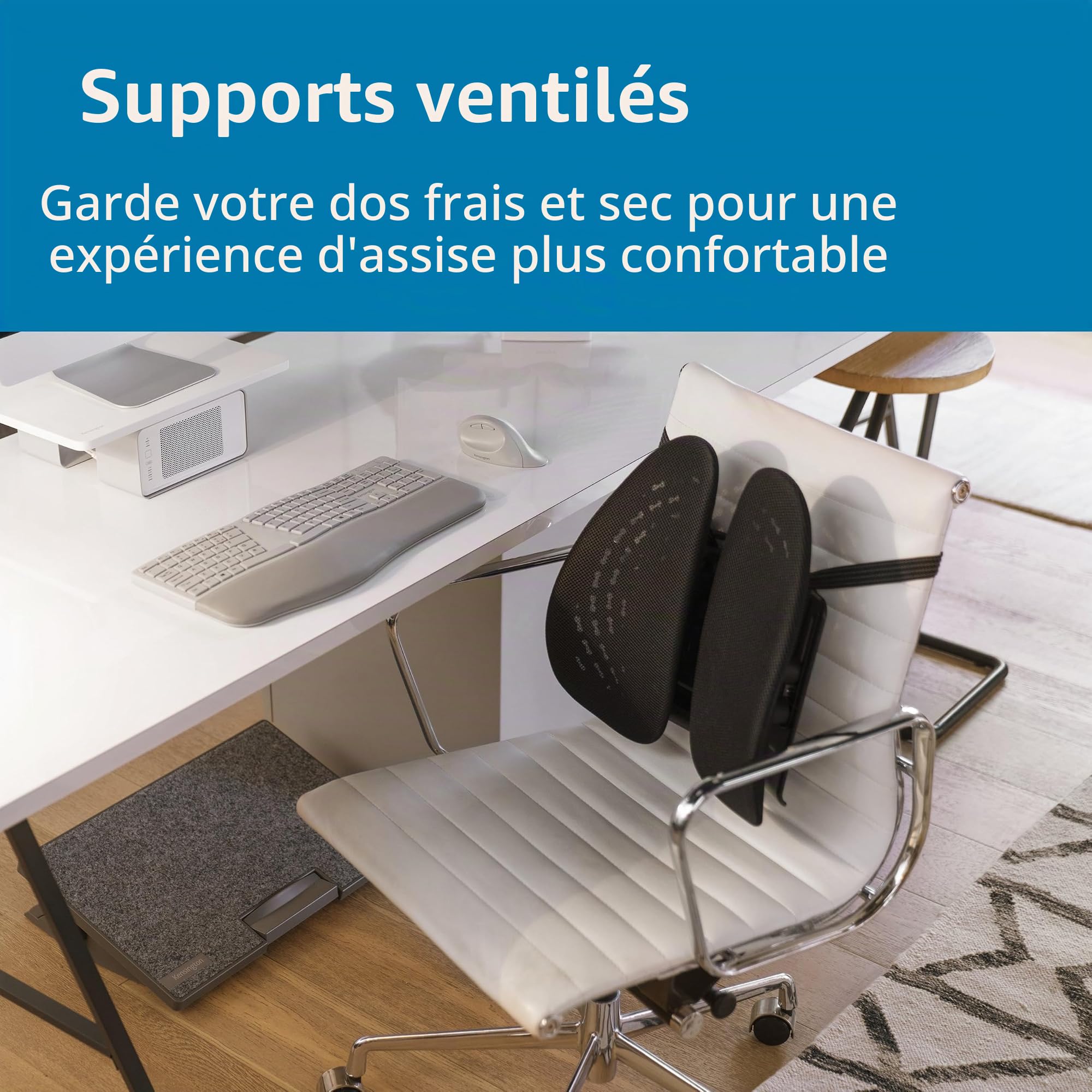 Kensington Soutien Lombaire - Coussin Adapté SmartFit - Ergonomie, Hauteur Ajustable, Soulagement de la Sciatique, Pour la Voiture ou la Chaise de Bureau (K60412WW)
