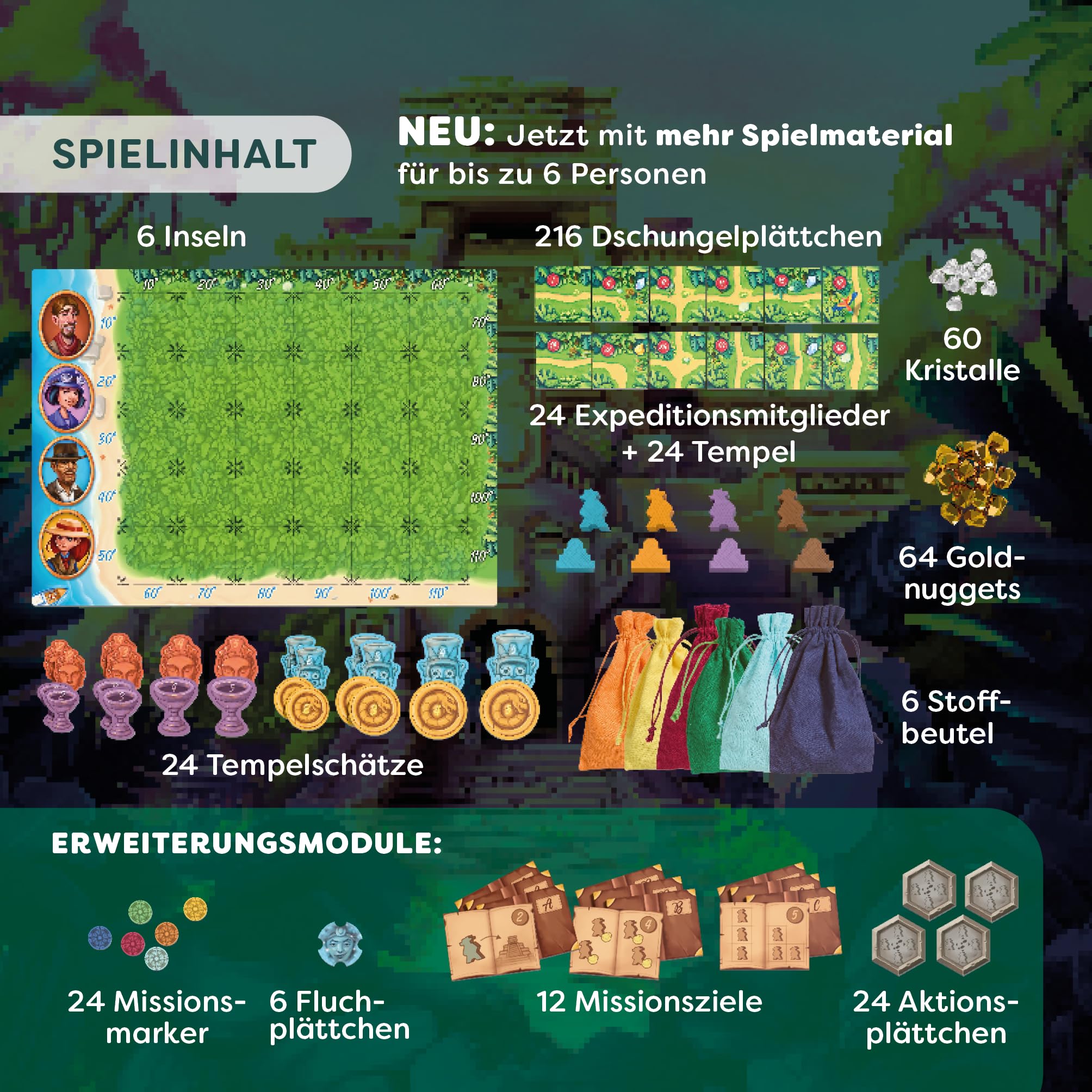 HABA Karuba – Abenteuer-Brettspiel für 2–4 Spieler ab 8 Jahren – Fesselndes Lege- und Strategiespiel im Dschungel mit Tempeln und Schätzen – 2012208001