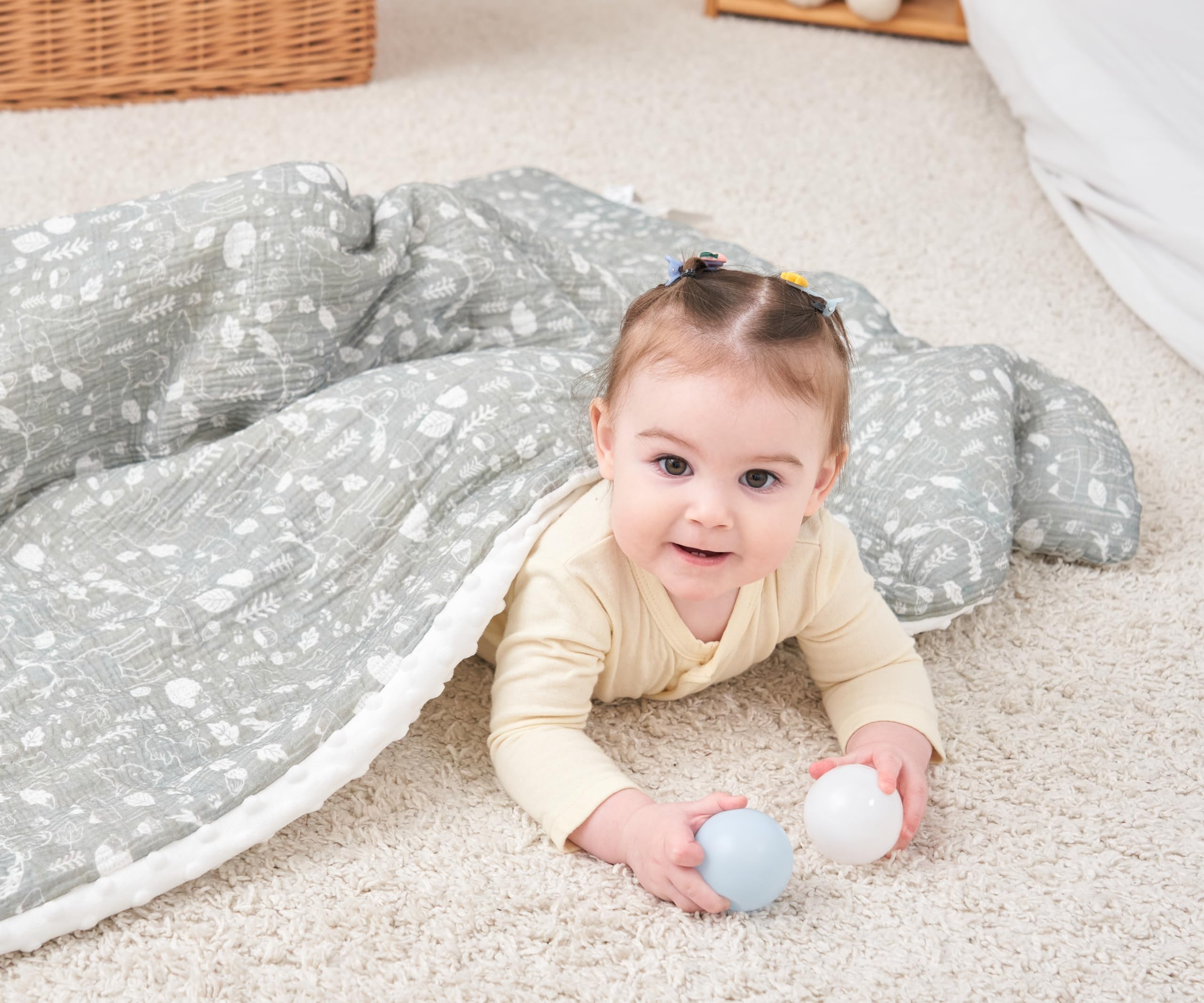 Couverture Bébé Enfant en Minky Douce Et Mousseline Oeko Tex pour Lit Bebe - 100x135 - Couverture Enfant Maternelle pour Sieste - Plaid Bebe - Cadeau Naissance Fille Ou Garçon - Couette Bébé Hiver