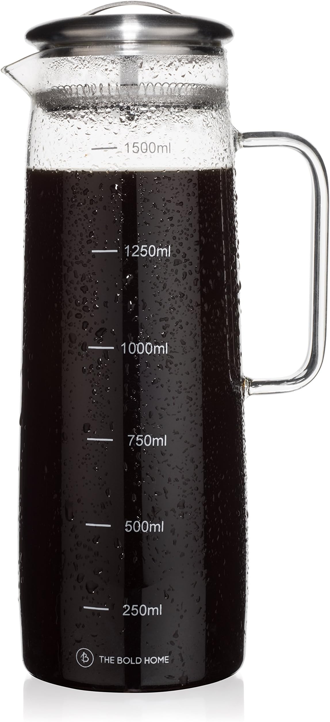 COLD BREW Coffee Maker Glass Pitcher with Easy-clean Filter, Large. Iced Coffee, Iced Tea Brewer and Water Infuser