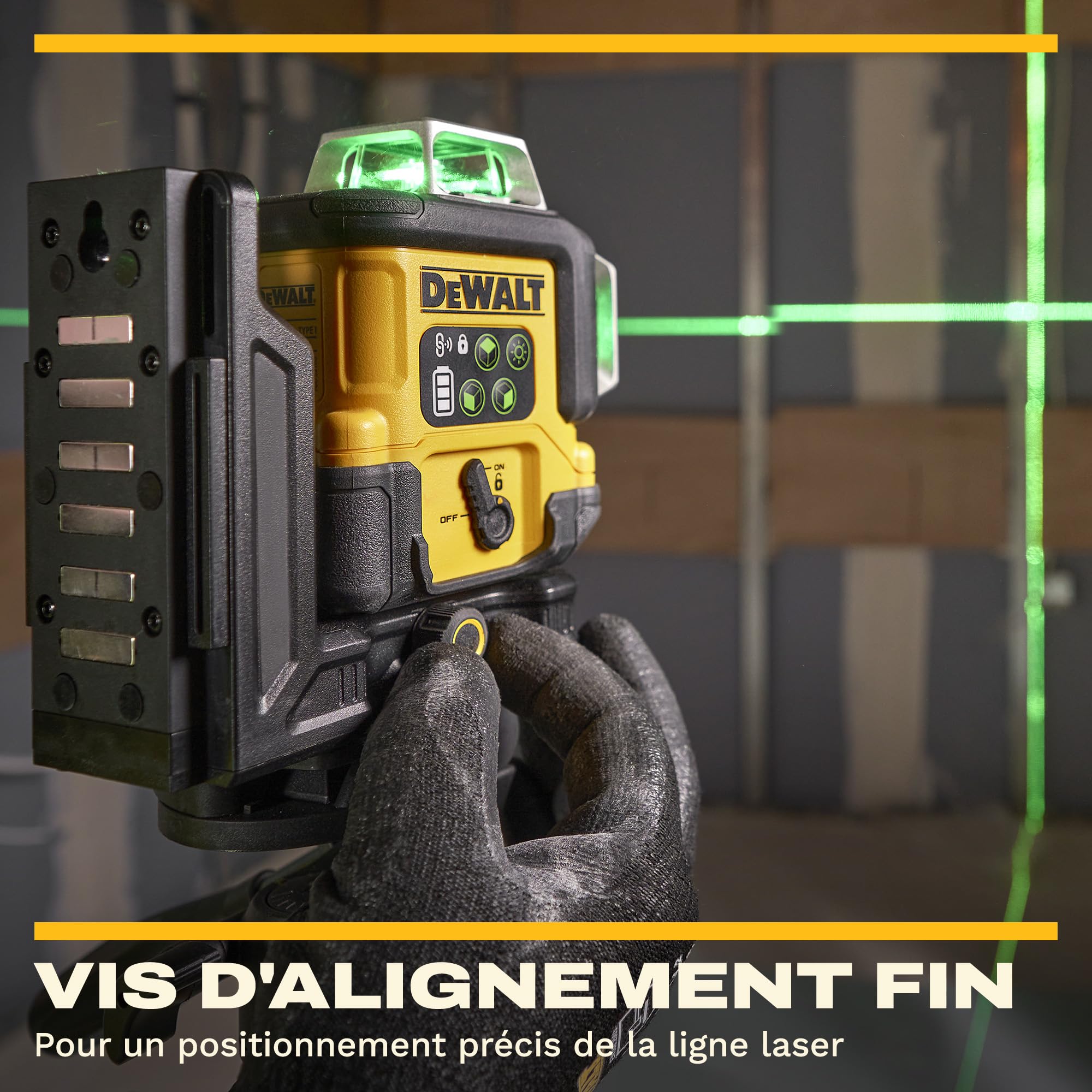 DEWALT, Laser linéaire vert 3x360° rechargeable par USB dans une mallette de rangement, DCLE14361GB-XJ