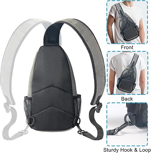 Miniatura 5 de Bolso bandolera para hombre con correa ajustable para el hombro, mochila de hombro, bolsa de pecho, viajes, senderismo, mochilas
