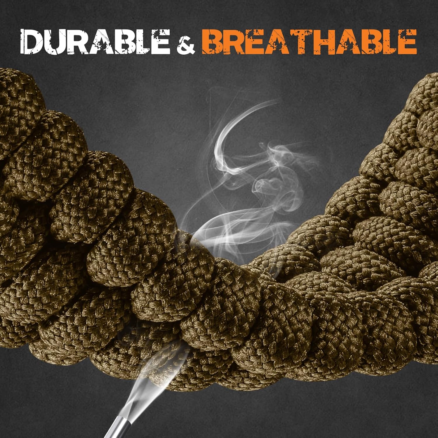 Bandletic Compatible with Garmin Fenix 6X Band - Survival Paracord Woven Easy-Fit 26mm Watch Band for Fenix 8 51mm/7X/7X Pro/6X Pro/5X/5X Plus/3/3 HR/Instinct 3 50mm/2X/Tactix/Enduro/Epix Pro 51mm - Image 4