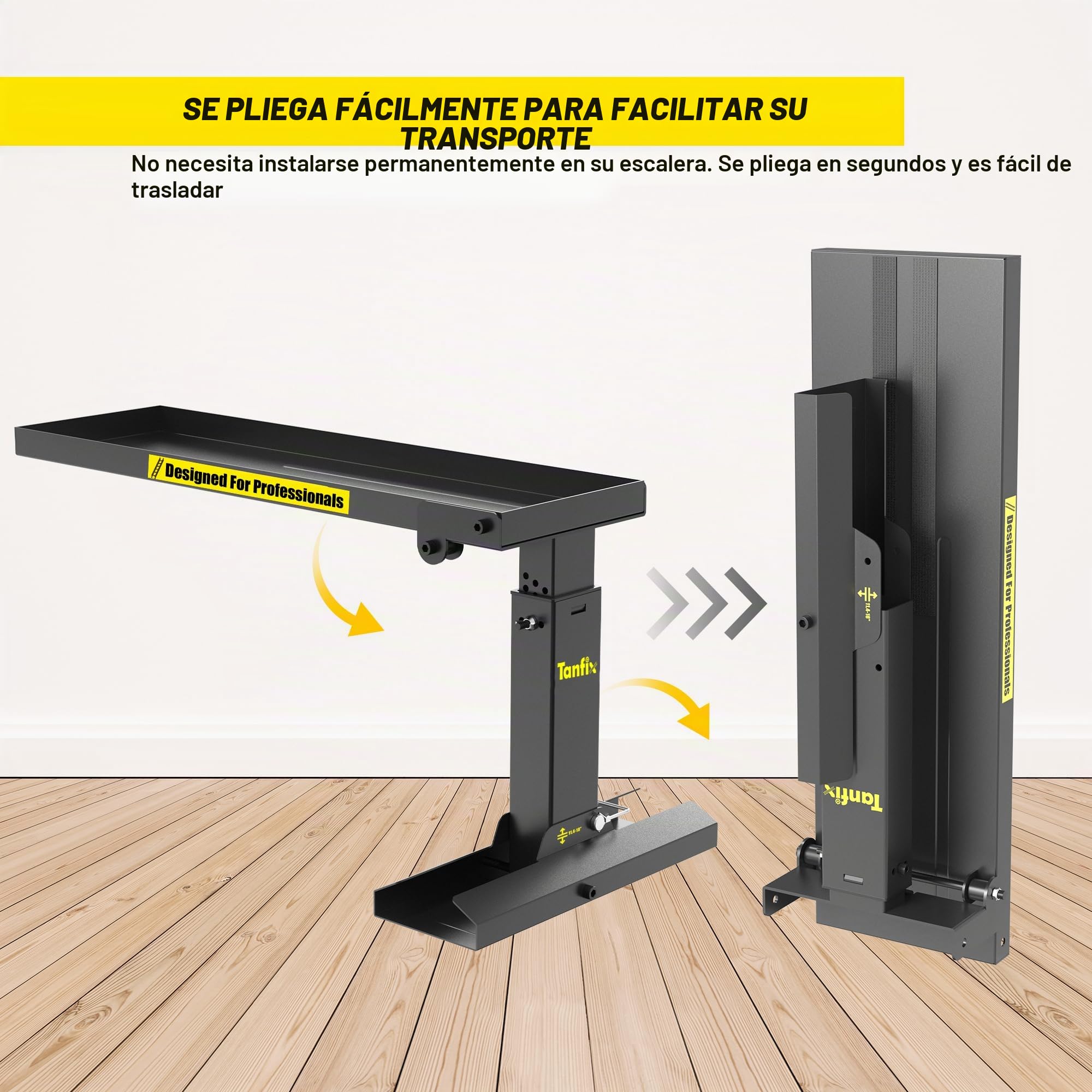 Extensor de escalera plegable Pro resistente, diseño de material de acero de alta resistencia, con alfombrilla antideslizante, rango de altura ajustable de 11.4 a 18 pulgadas
