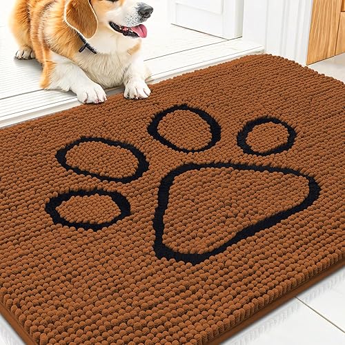 Miniatura 232 de Smiry Tapete para puerta de perro para patas fangosas, absorbente que atrapa la suciedad, antideslizante, de secado rápido, lavable, tapete de