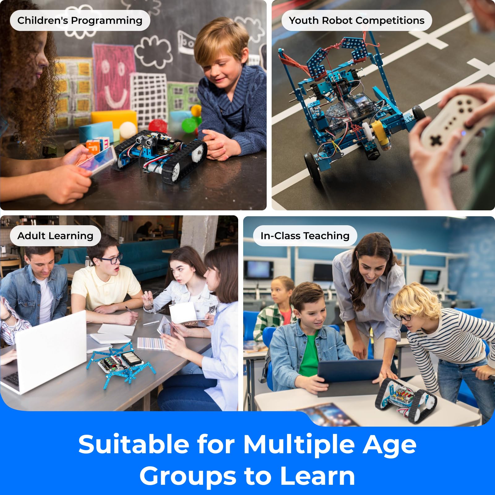 Makeblock mBot Ultimate Robot da Construire 10 in 1, Giocattolo STEM, Robot Programmabile Compatibile con Arduino e Scratch, Oltre 160 Parti Meccaniche e Moduli, Scheda di Controllo Principale MegaPi
