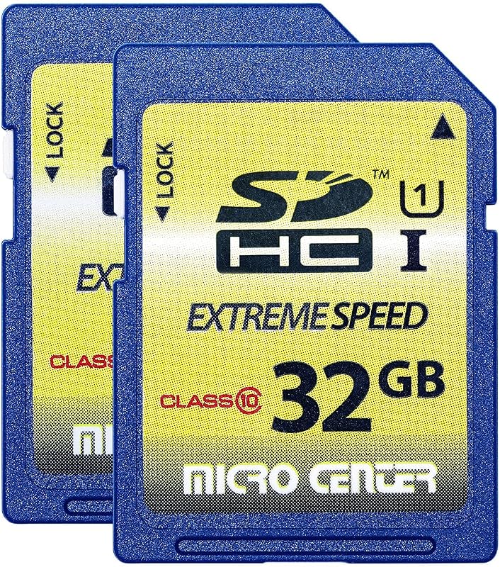 32GB SDHC Flash Memory Card Standard Full Size SD Card (2 Pack) | Class 10, USH-I, U1, 60MB/s Read, 10MB/s Write, For Trail & Hunting Camera, Digital Cameras, ILDCs, DSLRs, by Micro Center
