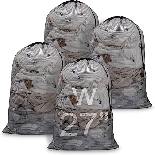 Meowoo Large Mesh Laundry Bag, 27×36inch Heavy Duty Mesh Laundry Bags Drawstring Lockable, Laundry Hamper Liner, Machine Washable, for Travel,Storage, Sports Factories, Dorms, Black 1pcs