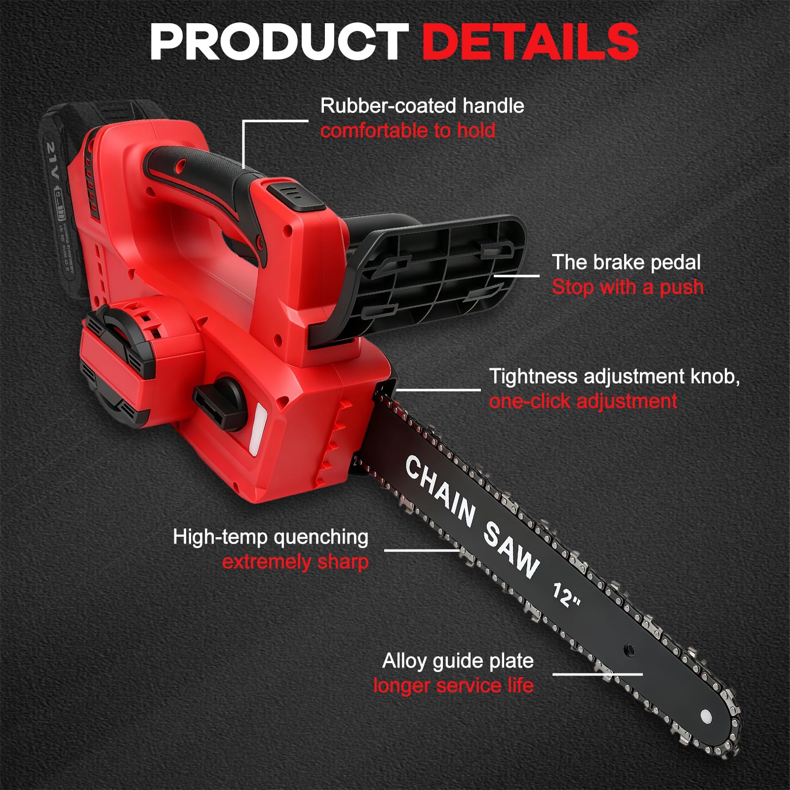 Bezprzewodowa piła łańcuchowa bezszczotkowa kompatybilna z Makita 18 V-40 V, ręczna piła łańcuchowa 12/16", szerokie napięcie 1600 W, bezprzewodowa skrzynia wystających pił do drewna, gałęzi