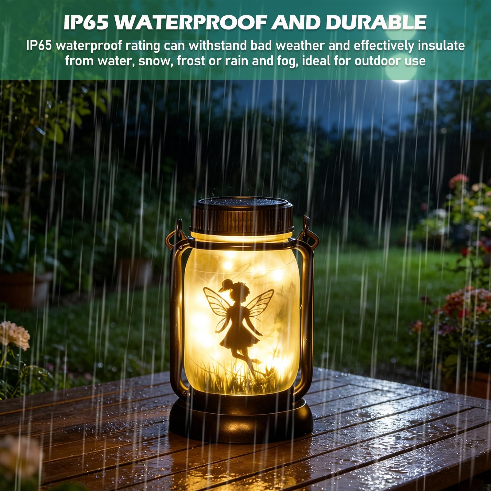 Lampade solari per esterni, lanterne solari per esterni, impermeabili Ip65, luci solari da giardino, luci decorative per giardino, fatina delle farfalle in barattolo per patio, valanga, giardino