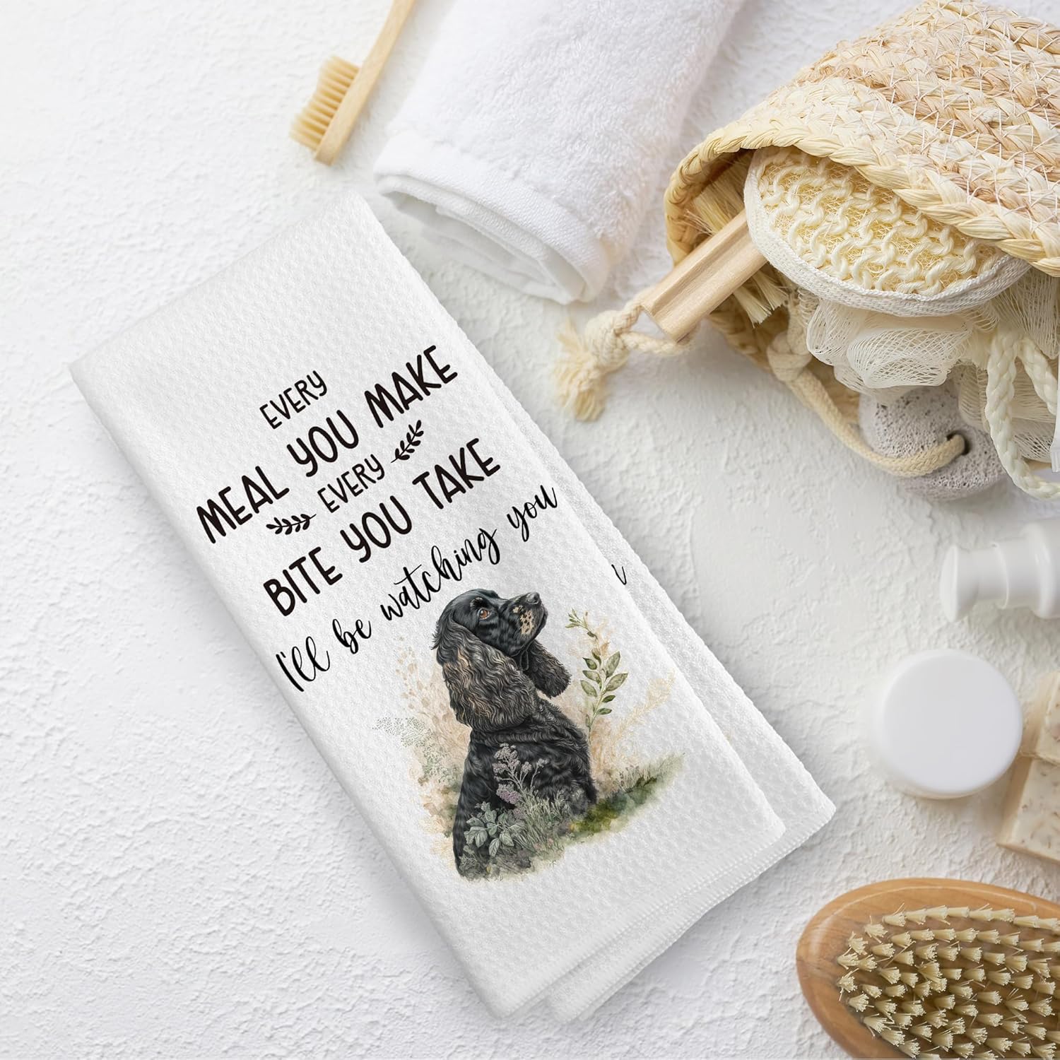 Every Meal You Make Every Bite You Take Funny Kitchen Towels Dish Towel 16x24 Inches, Dogs Gifts for Dog Owner Lovers, Cocker Spaniel Paws Absorbent Dish Tea Towels for Bathroom Decor - Image 5