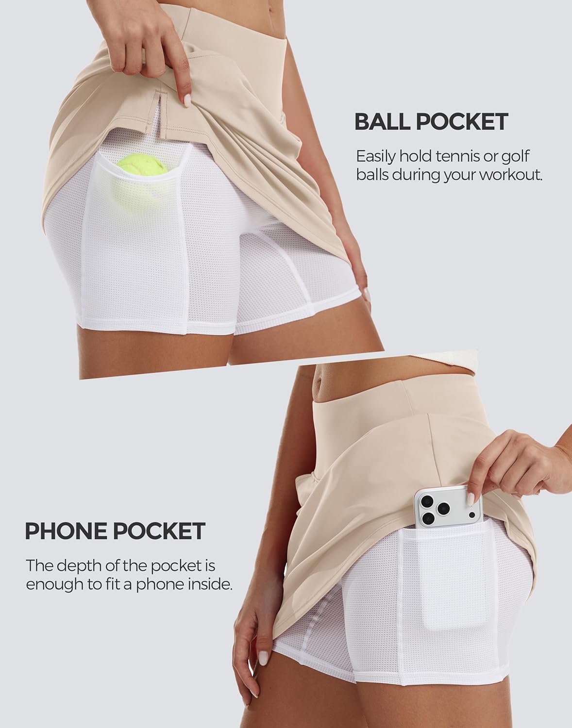M MOTEEPI 17" Skorts for Women with 4 Pockets High Waisted Golf Tennis Skirts for Casual Dressy Summer 2026