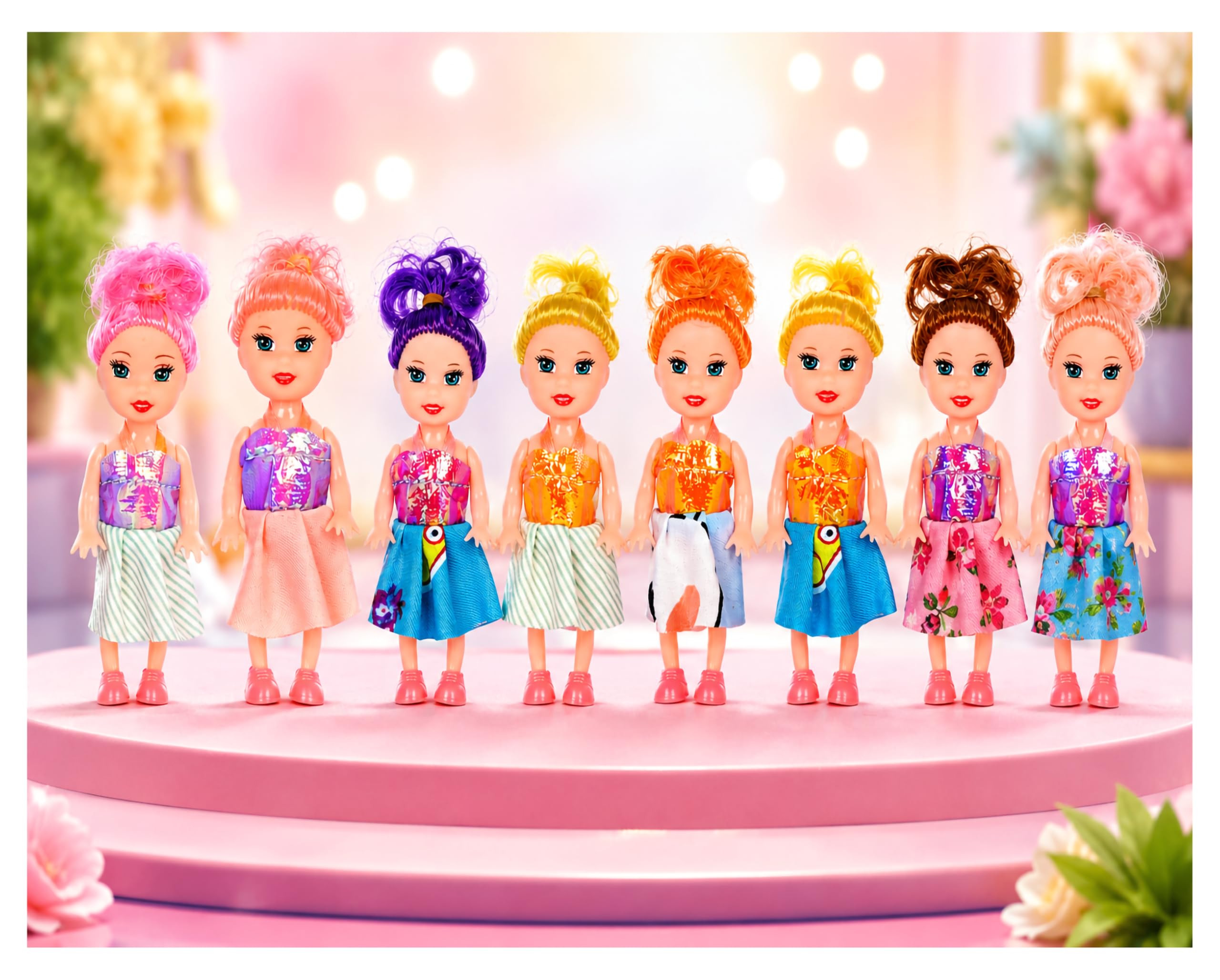 Manku Fashion Doll Set for Girls | Pack of 6 Mini Cute Realistic Dolls for Kids | Pretend Play Toy Set with Stylish Outfits | Random Colors and Designs | Ideal Gift for Doll Lovers-picture-10