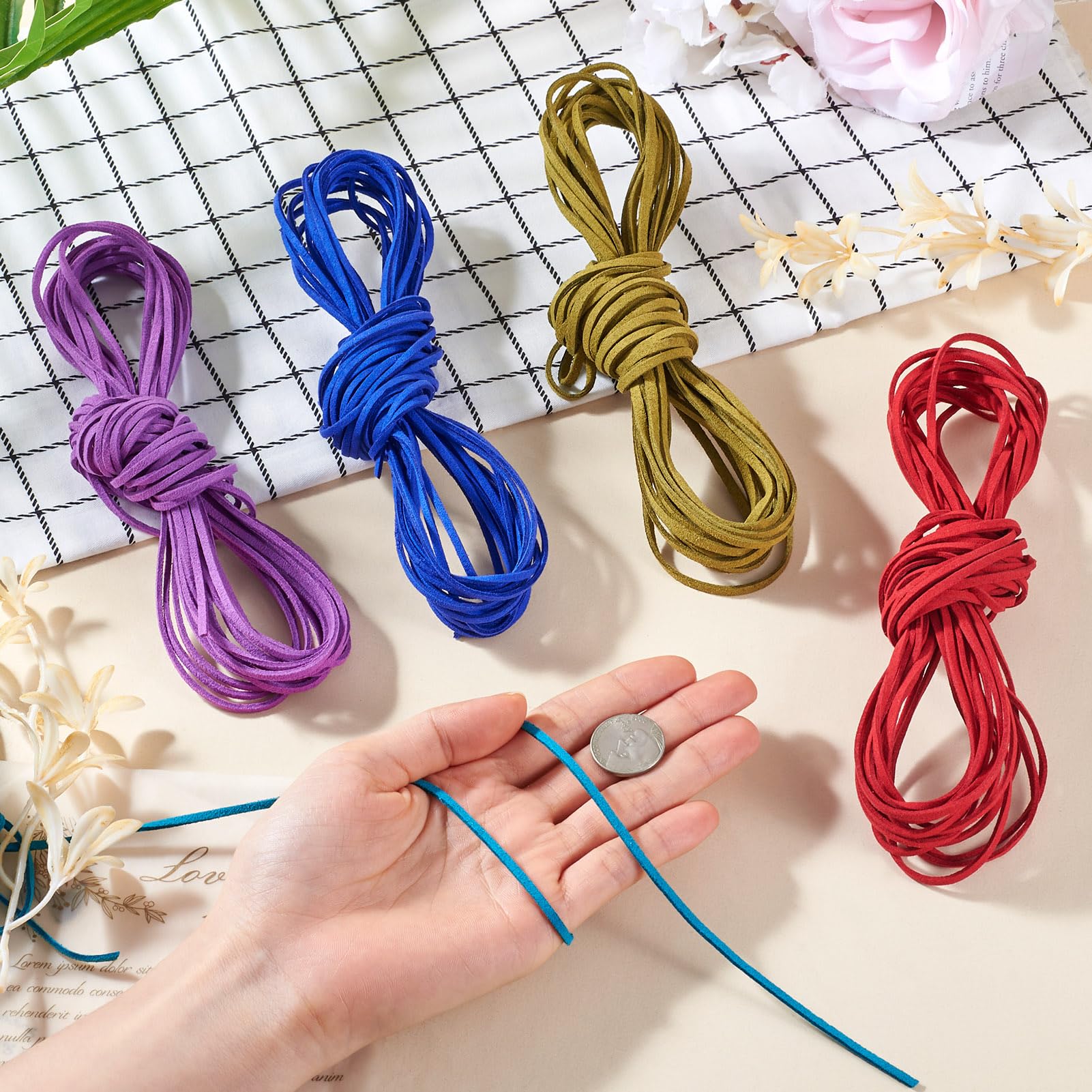 Amazon.co.jp: Beadthoven スエードコード レザーコード 合皮 平ひも 5