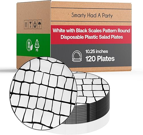 Smarty Had A Party Platos de plástico desechables, color blanco elegante con patrón de escamas, vajilla redonda para bodas, cumpleaños y todas las disponible en Yaxa Colombia