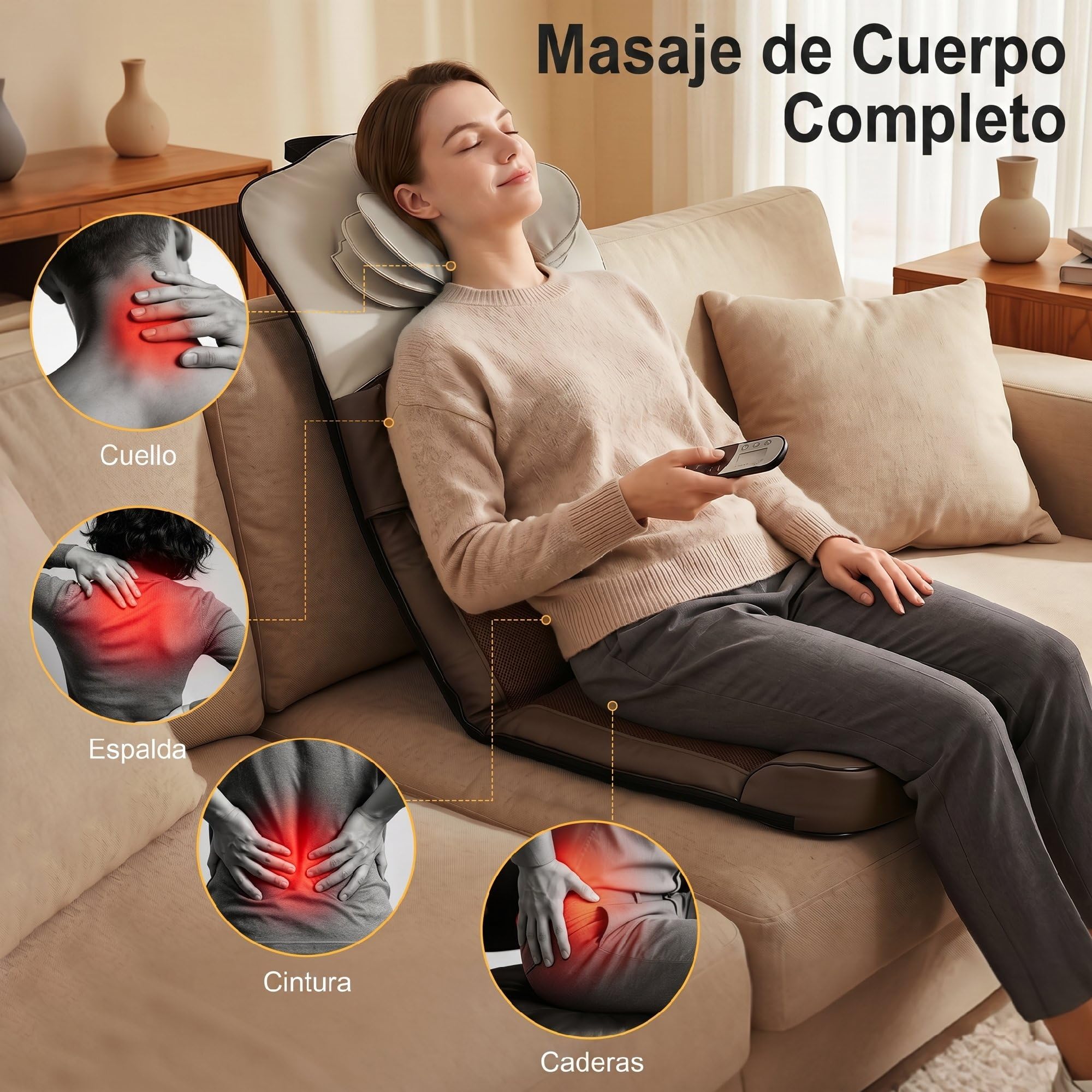 HOMCOM Colchón de Masaje Cuerpo Completo con Calefacción | Masajeador de Espalda Plegable, Compresión de Aire 3D, 4 Modos, 3 Intensidades, Autoapagado, Regalo Unisex