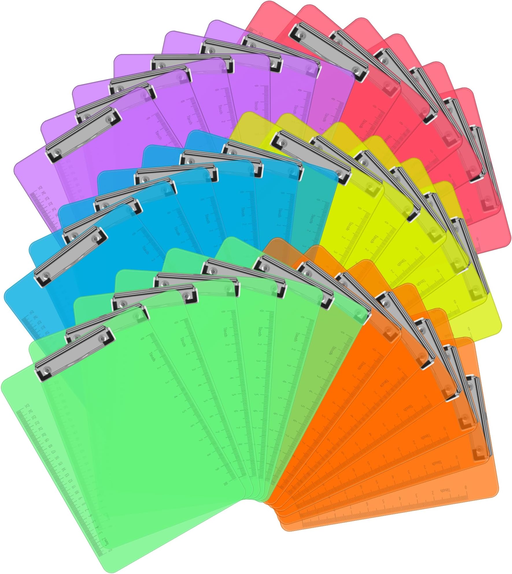 Plastic Clipboards, PANDRI 36 Pack Clear Colored Clipboards, Low