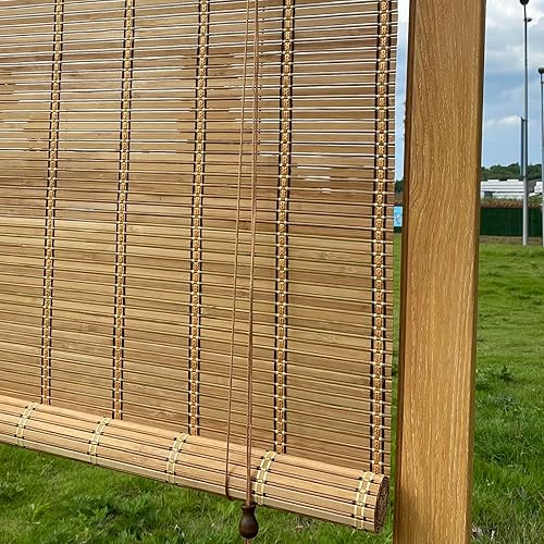 Miniatura 2 de Persianas enrollables de bambú para ventanas, cortinas enrollables de bambú filtrantes de luz para interiores y exteriores, patio, porche (33.5 x