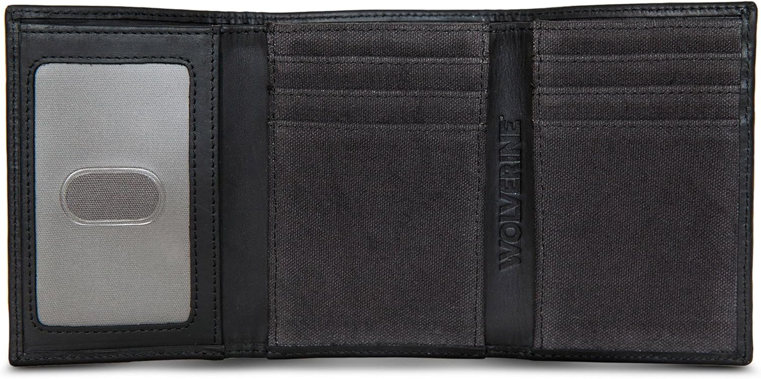 Wolverine Mens Bifold Wallet | RFID Protection | ID Window | Card Slots | Bill Pocket | Durable | Leather | Canvas - Image 3