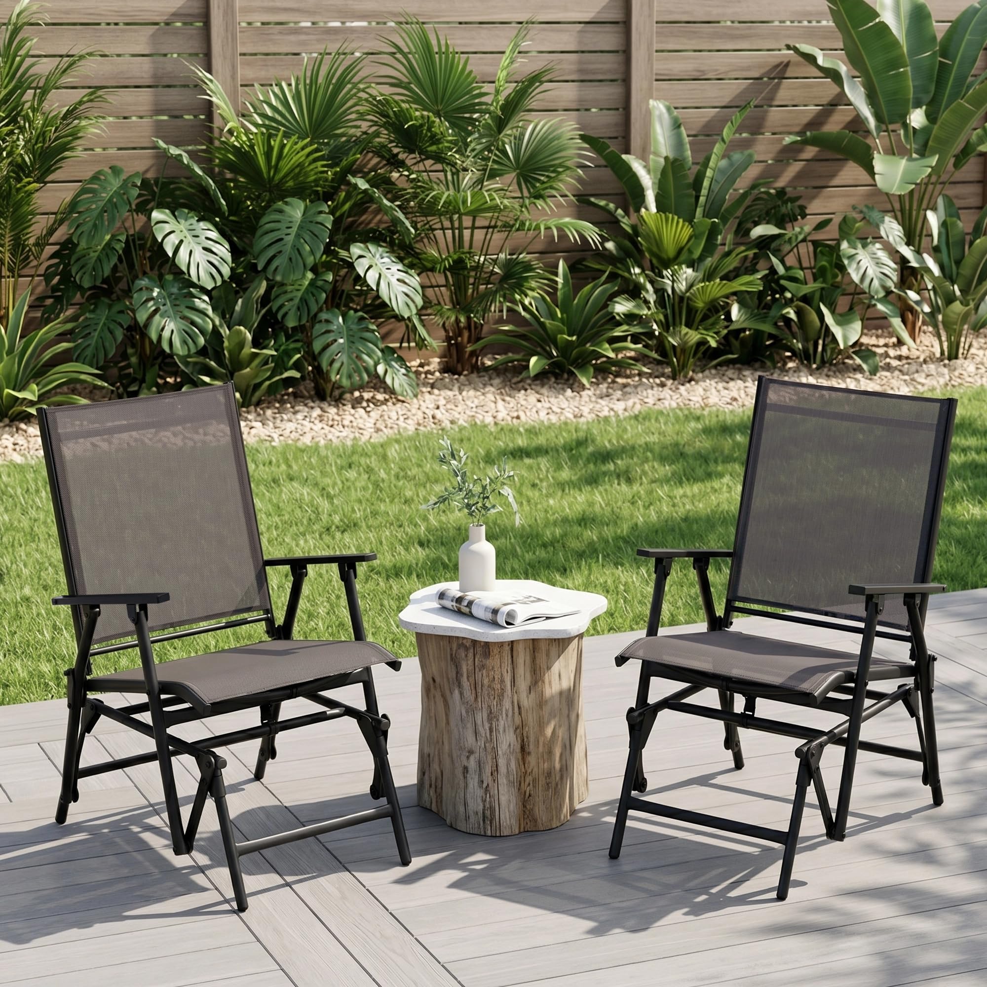 Zedachica Outdoor Glider Chair No Assembly Required, Patio Glider with Smooth Rocking, Steel Frame Outdoor Rocking Chair for Garden, Patio, Porch & Balcony(Set of 2, Grey)