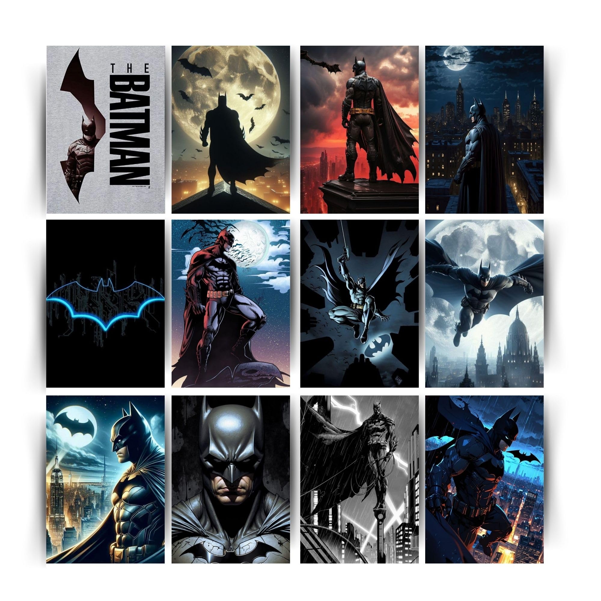 Posters Inc Set of 12 Batman Posters for Wall, Wallart Item for Home, Home Decoration Items for Living Room, Aesthetic Wall Stickers for Bedroom, Birthday Gift for Men, 300 GSM A4 Size Paper