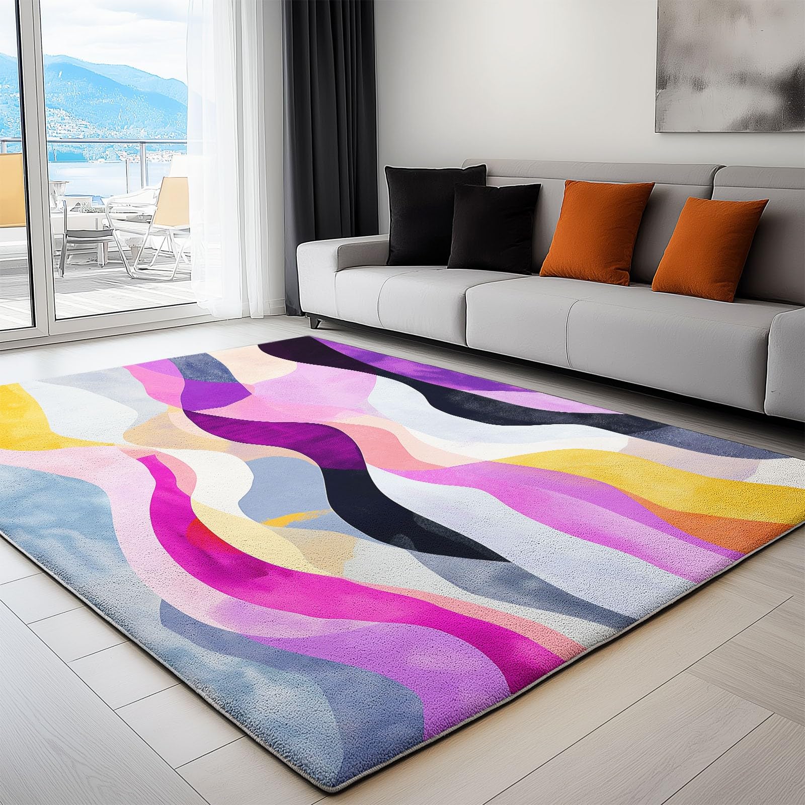 120 x 180 cm Dywan można prać w pralce, abstrakcyjne i płynne linie i tekstura, ultramiękki antypoślizgowy antypoślizgowy antypoślizgowy dywanik flanelowy do sypialni, salonu i łazienki - łatwy do