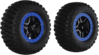 Traxxas 5885A KM2 Tires on Split-Spoke Black Wheels, Slash Front, 2-Piece