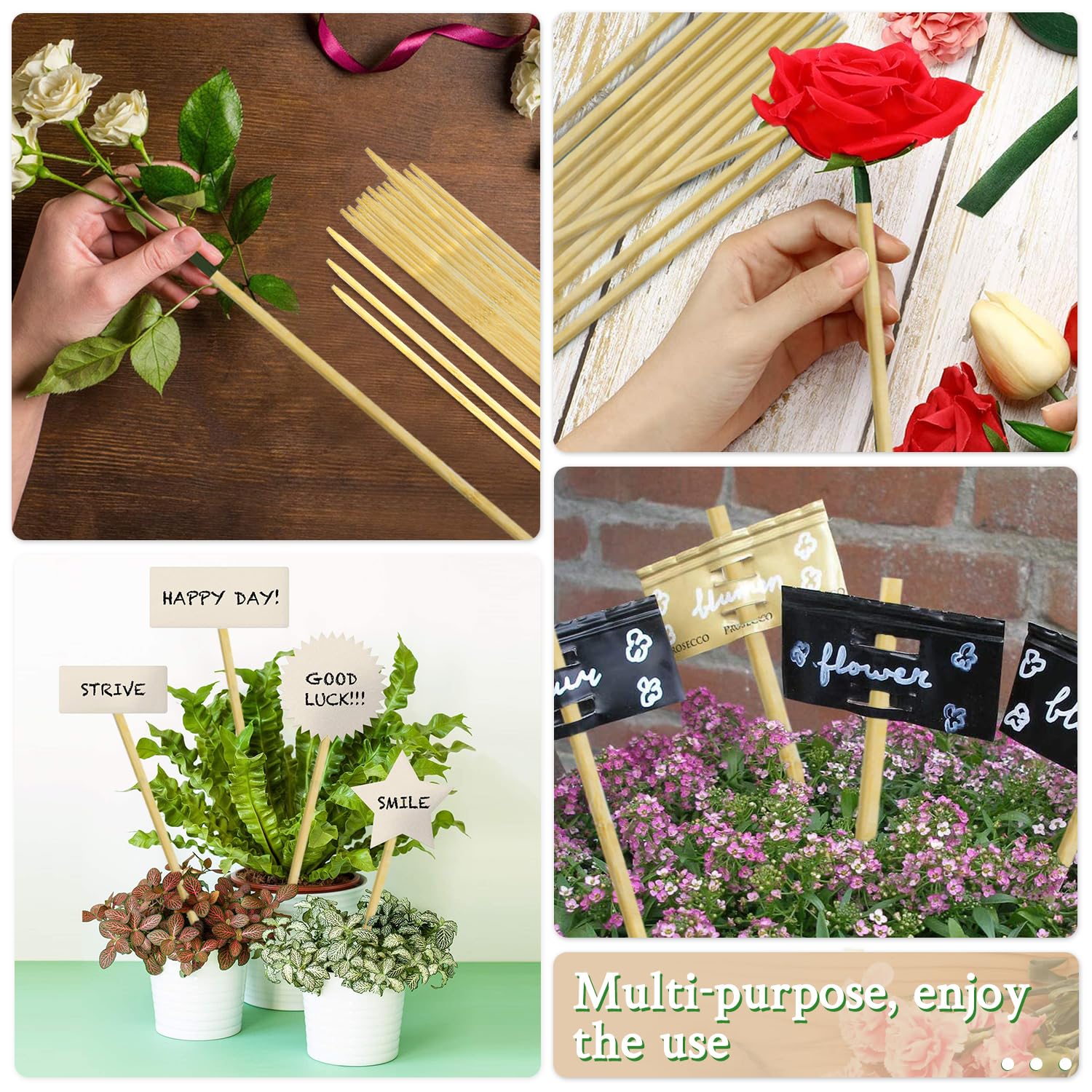 Bovitro Lot De 20 Tuteurs En Bambou Naturel Pour Tomates, Haricots, Légumes Et Plantes En Pot 30,5 Cm