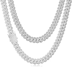 Esrael 14MM Silver/Gold Iced Out Bling Diamond Cuban Link Chain Necklace for Men Women,Sturdy Non-Fading Hip Hop Chain Neckalce Jewellry Gifts 20/22/24/26/28 Inch