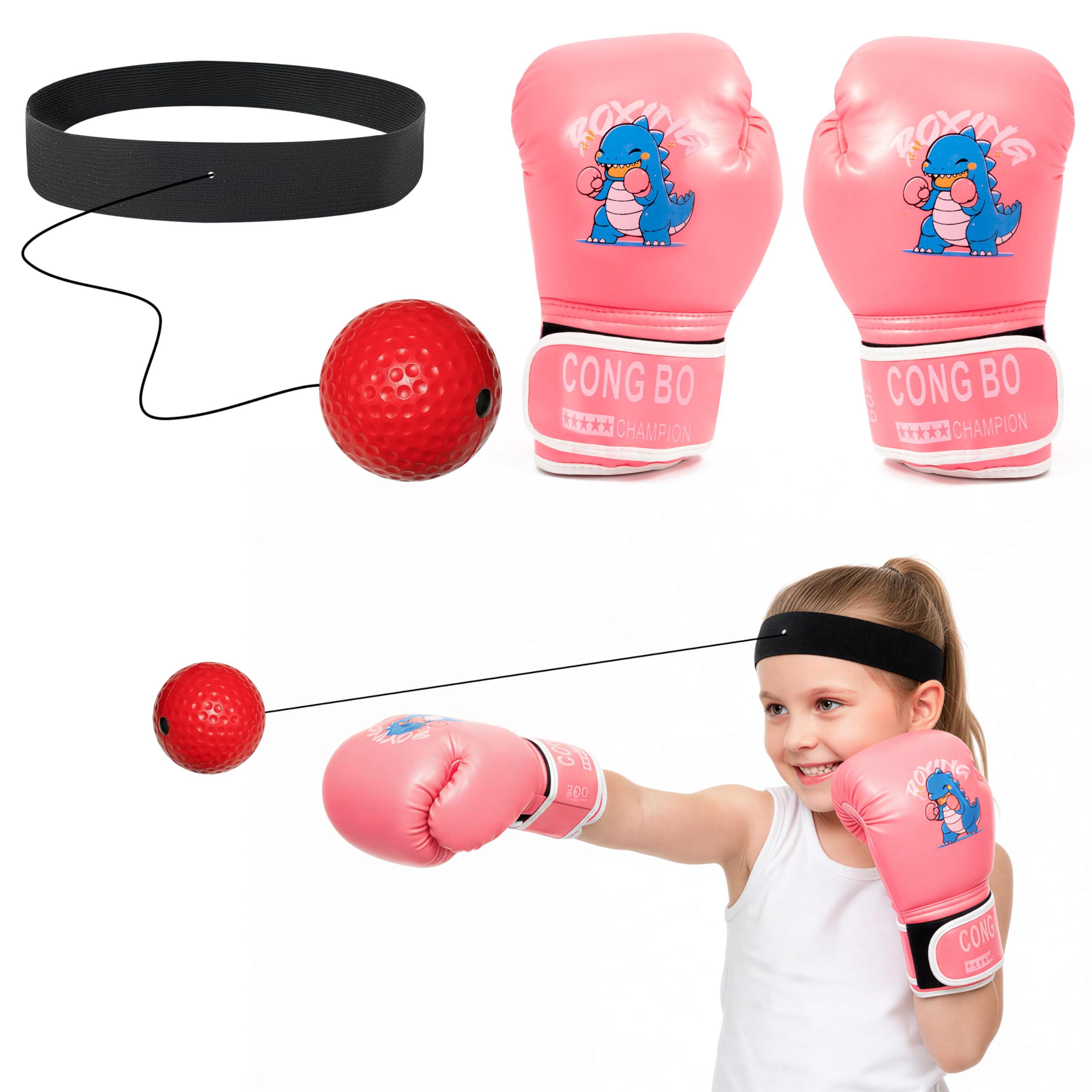 Kids Boxing Gloves - GoaePode Pink Children Training Sparring Mitts, PU Leather Punching Bag Gloves for Muay Thai MMA Kickboxing Martial Arts Equipment Birthday Gift for Boys Girls Ages 6-15