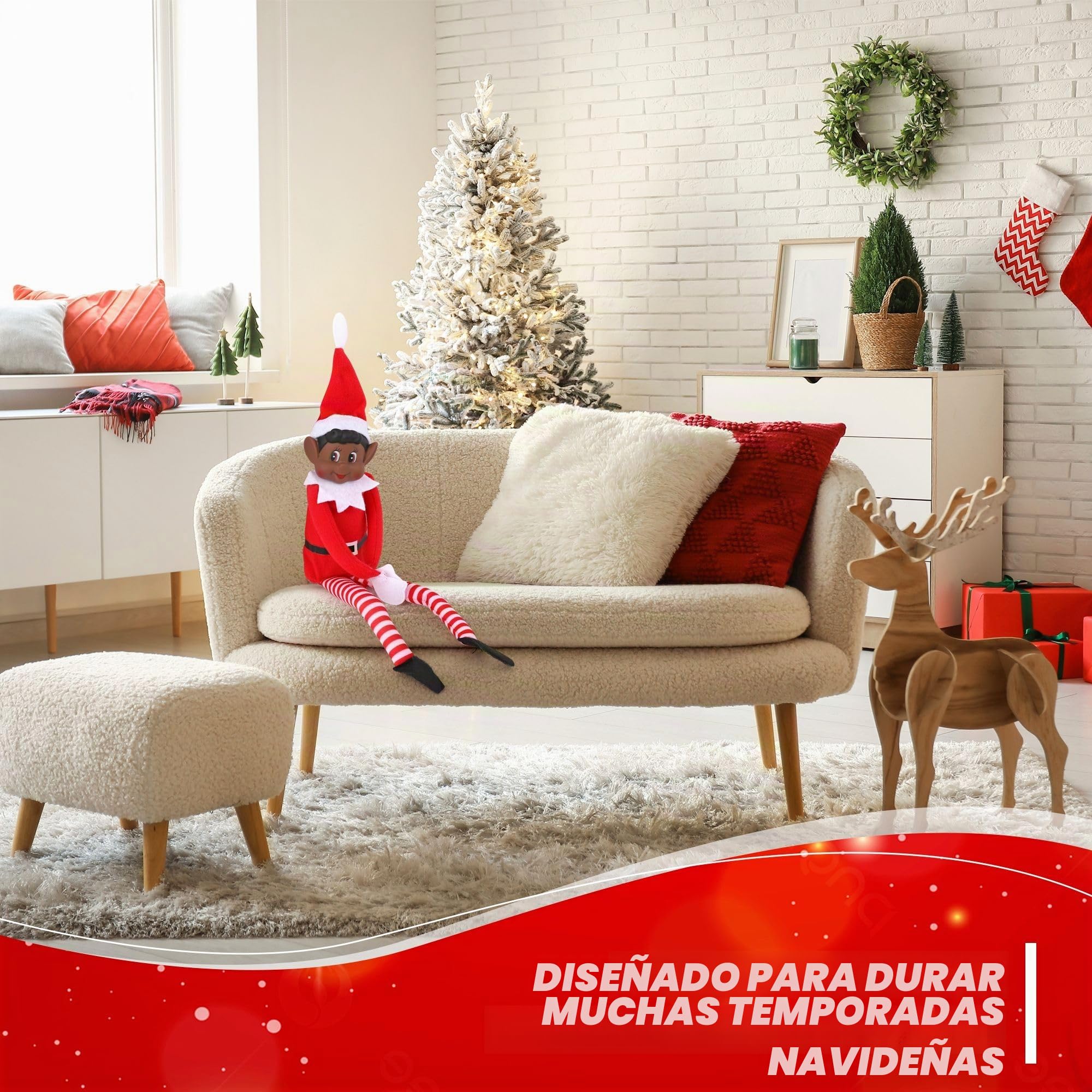 Elves Behavin' Badly Elfos se comportan Mal Elfo de Color de 12 Pulgadas con Cara de Vinilo y Cuerpo Suave - Elfo Travieso de Navidad (Elf Negro)