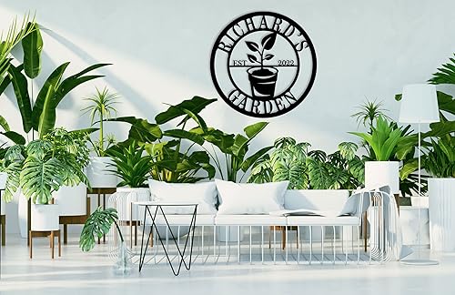 Miniatura 5 de Letrero de metal personalizado para jardín, decoración de pared al aire libre, arte de pared con apellido familiar, letrero de vegetal, letrero de