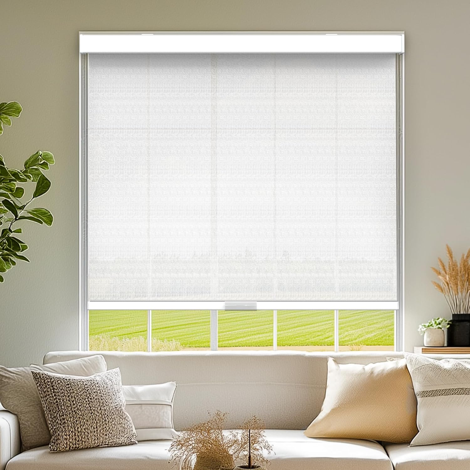 GENIMO Light Filtering Blinds for Indoor Windows, Cordless Roller Window Shades, Thermal Insulated UV Protection Fabric, Window Blinds for Home, Office, Bedroom, Easy to Install,white | Light Filtering