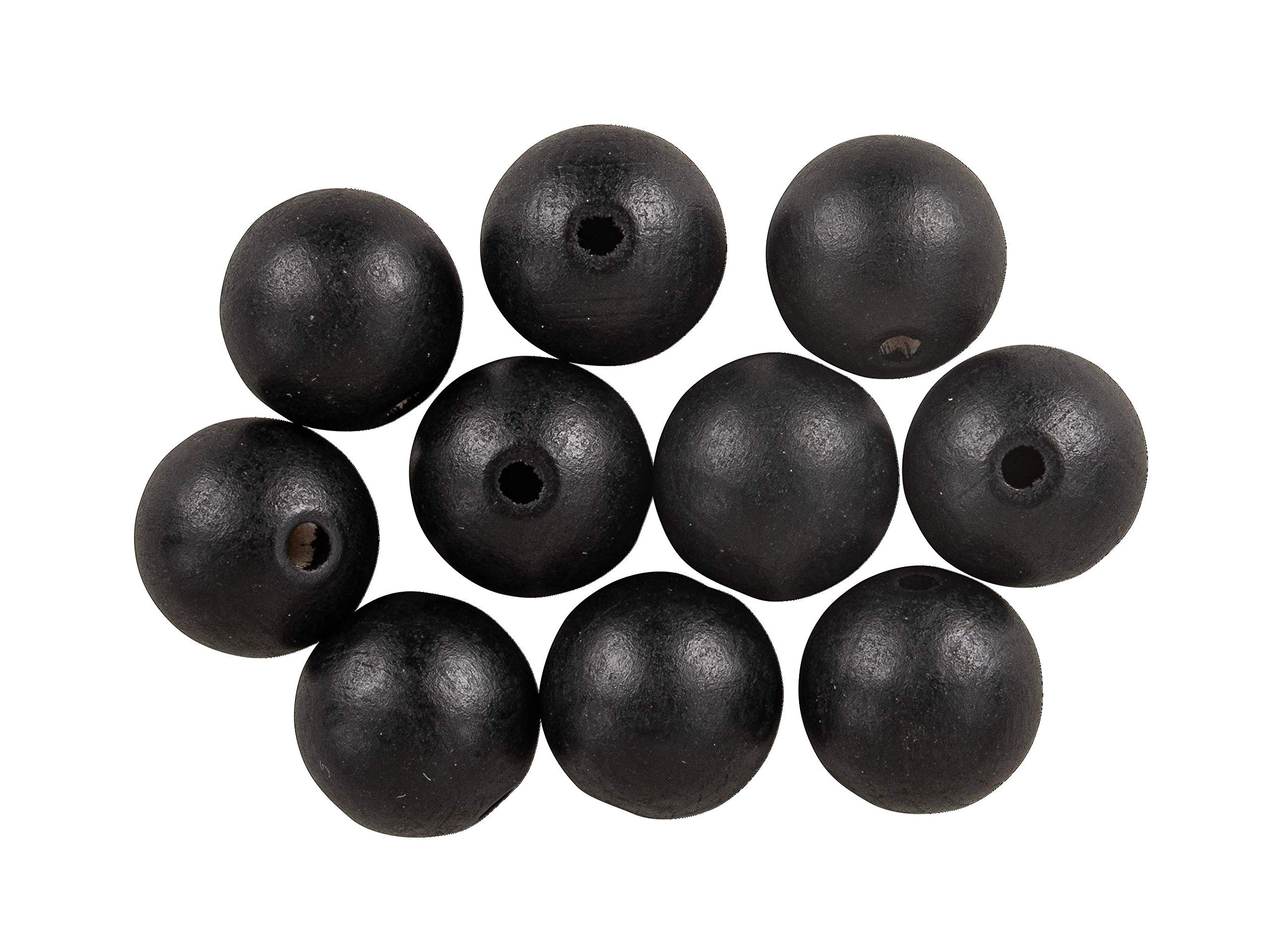 Rayher 63075576 Wooden Balls Drilled FSC 100% Matt Diameter 20 mm Black Pack of 8 Normal, ø 20 mm