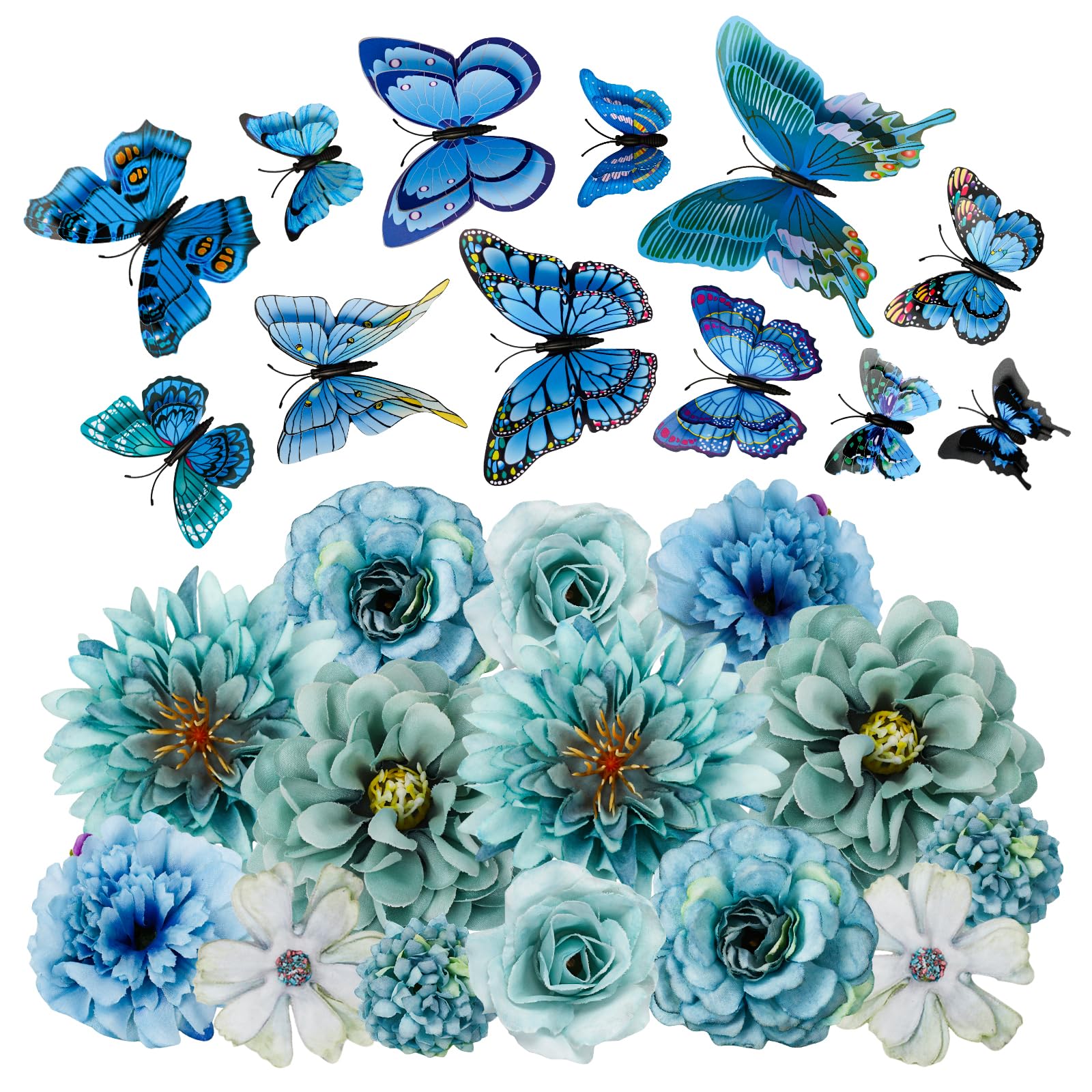 MWOOT 28 Pezzi Teste Fiori Artificiali E Farfalle 3D Nere
