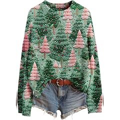 Christmas Sweaters for Women Ugly Sweater Christmas Knitted Pullover Funny Holiday Graphic Long Sleeve Tops