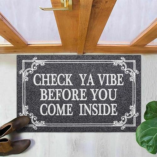 Miniatura 4 de Tapete de goma gris para puerta delantera, interior y exterior, tapete de bienvenida para puerta de casa, antideslizante, fácil de limpiar, 28 x 18