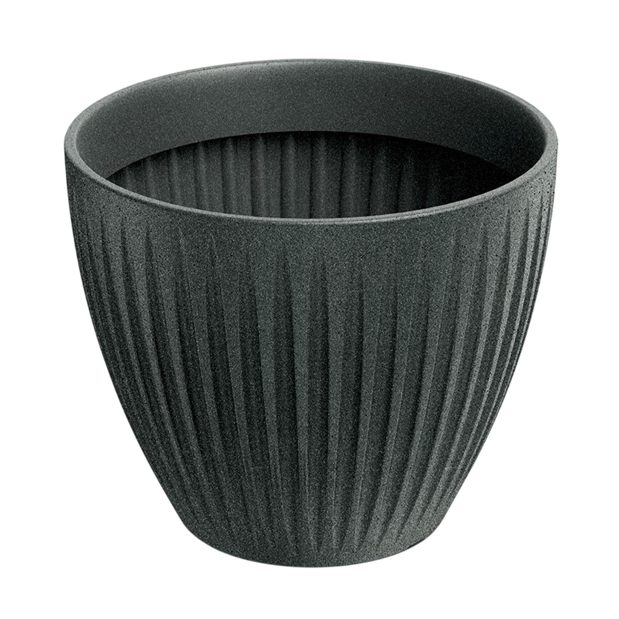 Pot Latia Round Ø40cm Prosperplast graphite effet granit pour jardin