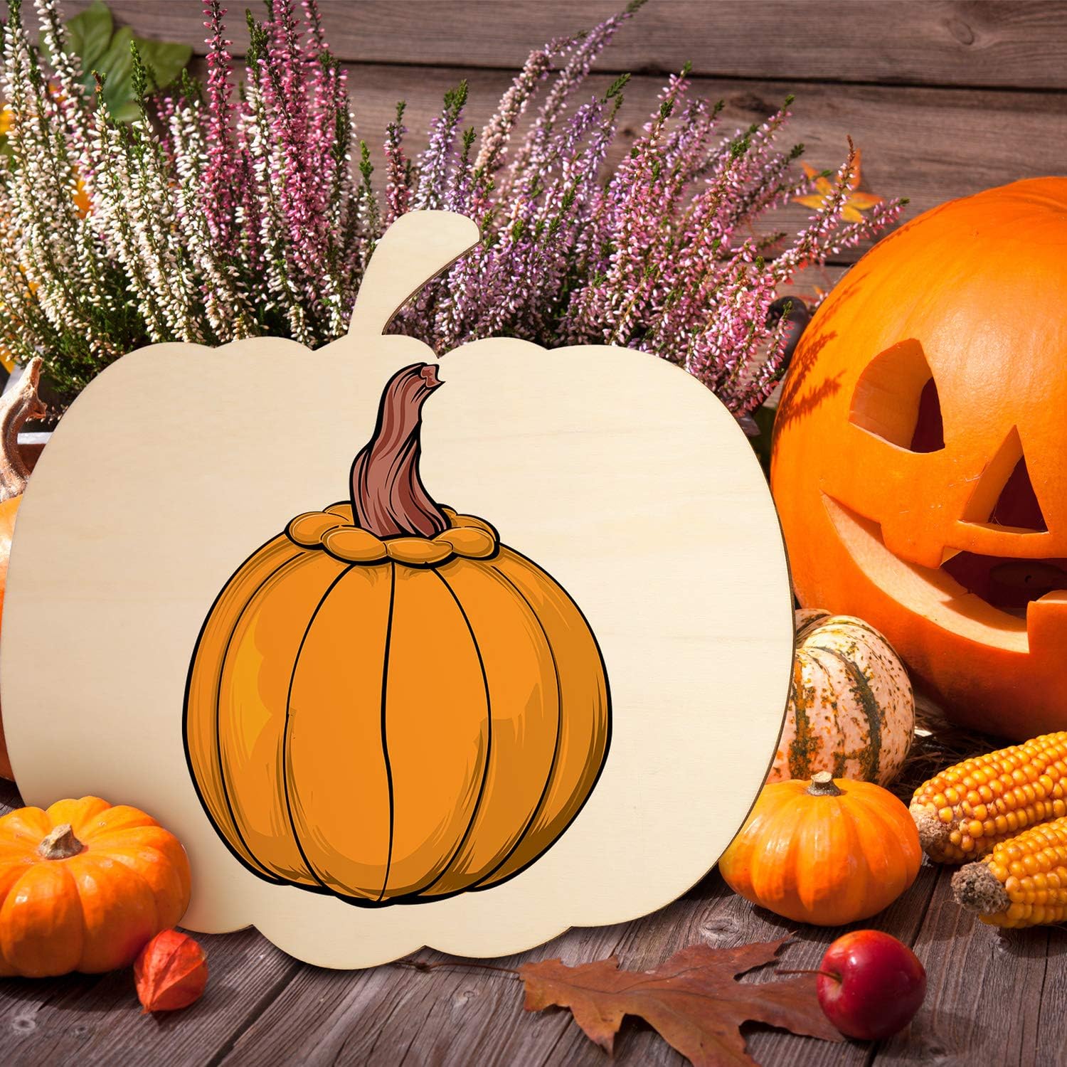 WILLBOND Wooden Pumpkin Cutout Wood Large Unfinished for Craft, 6 Pcs