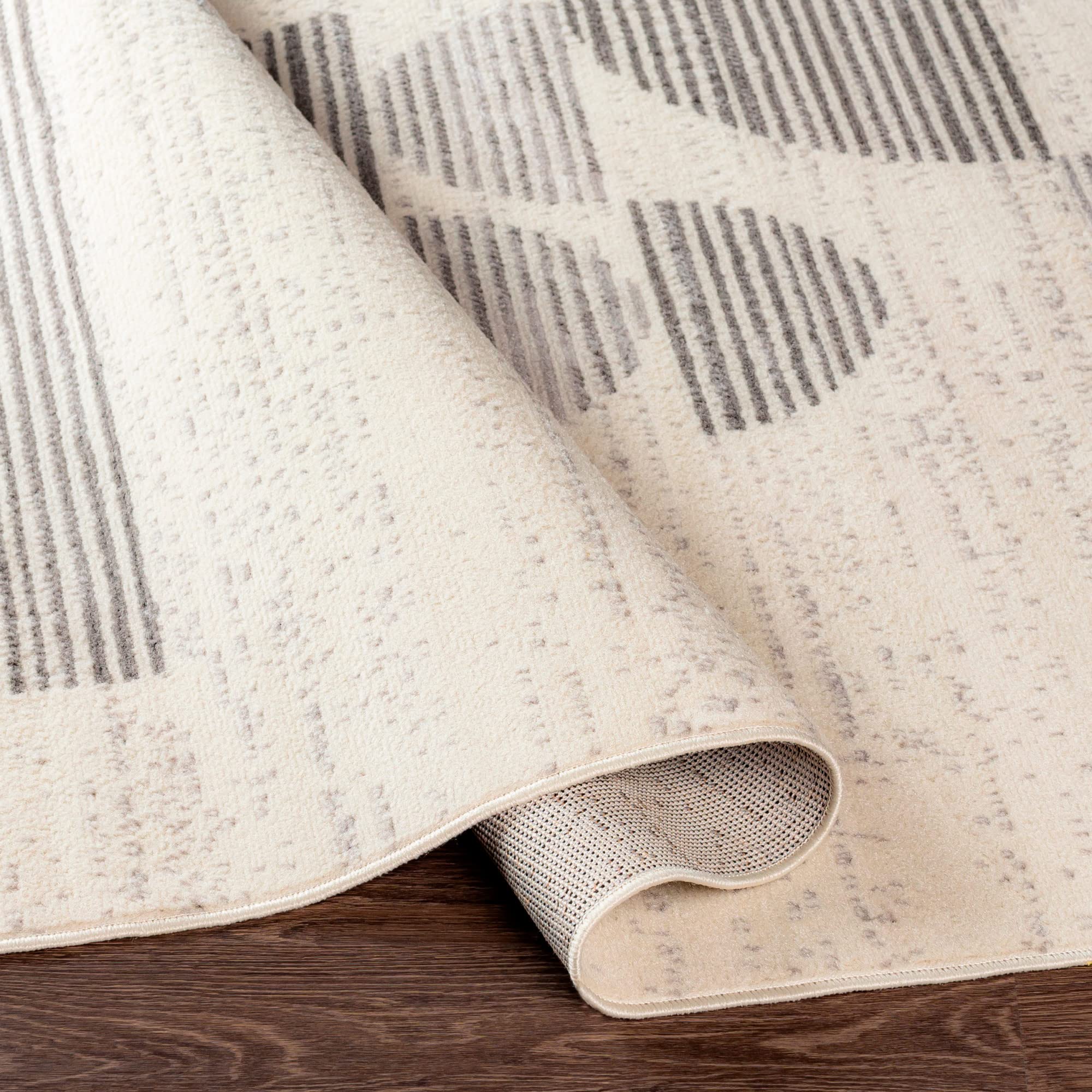 Tappeto Moderno Astratto Effetto Marmo Livabliss Lucca, 152x213 Cm, Neutro Avorio E Nero, Morbido E Resistente, Per Soggiorno E Camera Da Letto
