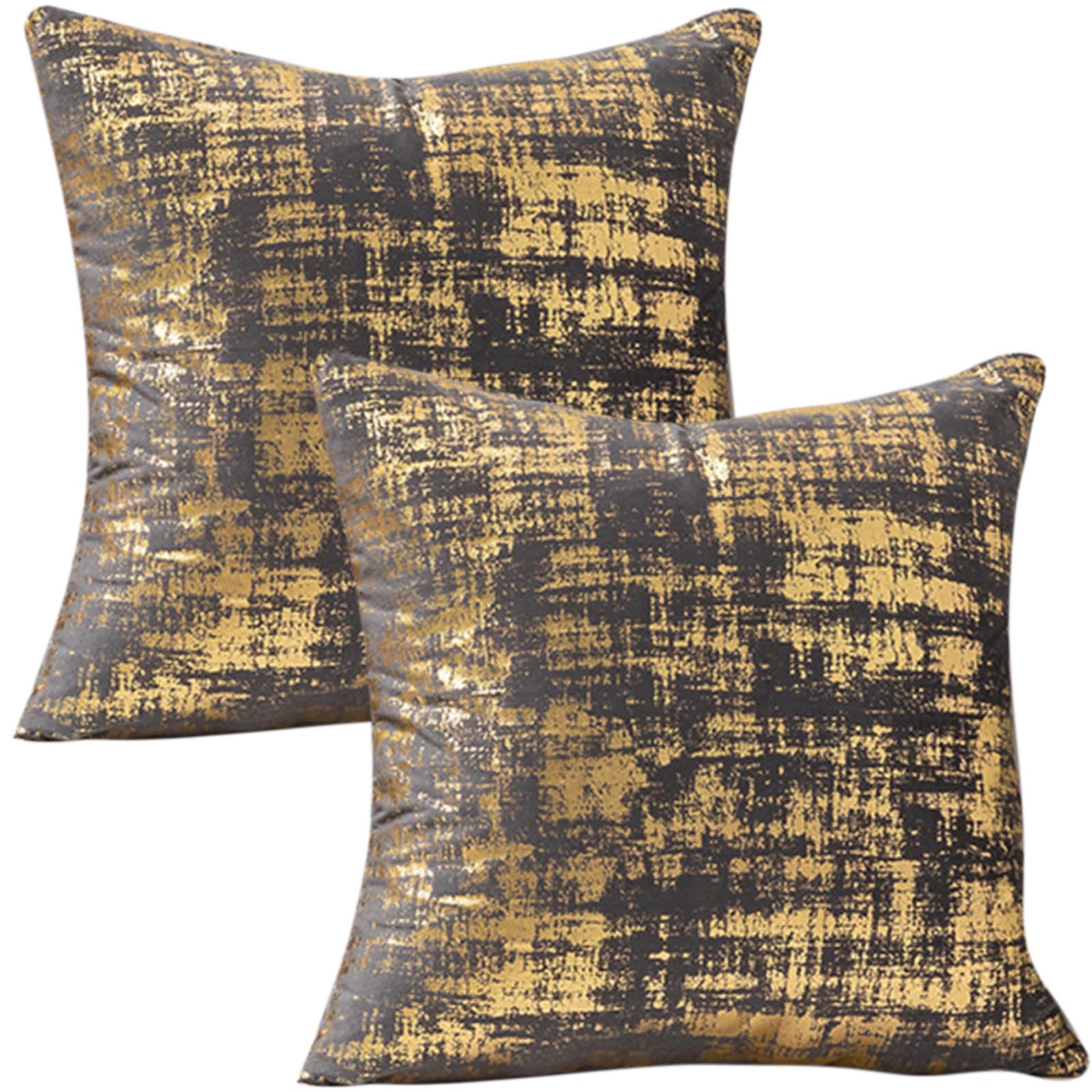 Traziewell Grey Yellow Cushion Covers 18" x 18" 2 Pack Pillow Covers for Bedroom Livingroom Sofa with Invisible Zipper Cushions Cover 836